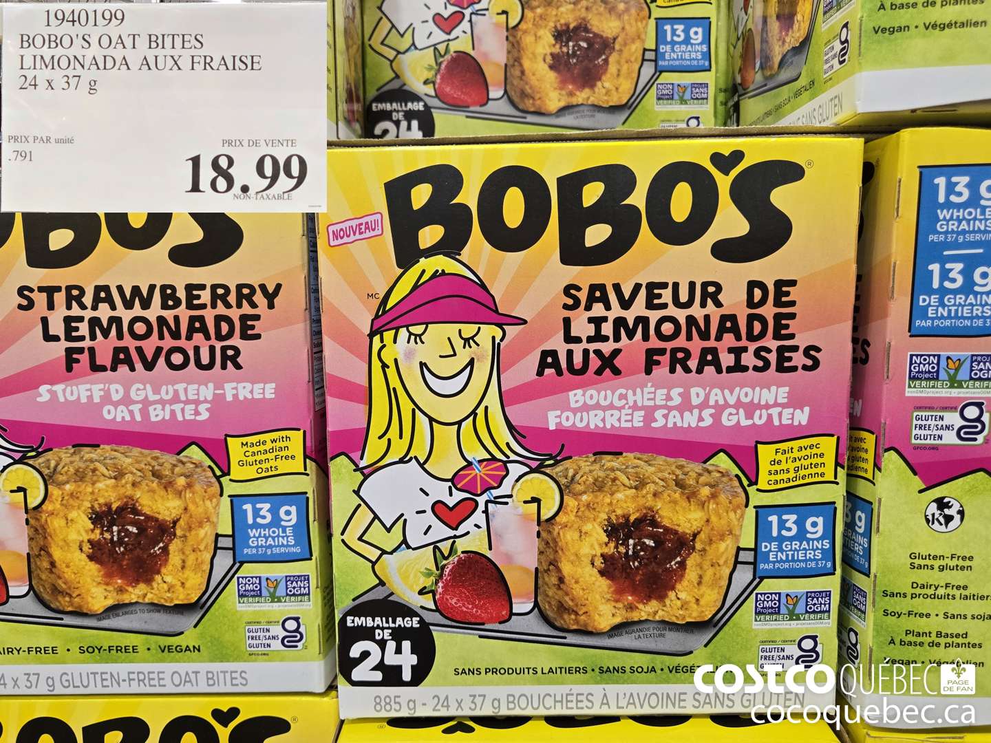 1940199 BOBO'S OAT BITES LIMONADA AUX FRAISE  $18.99