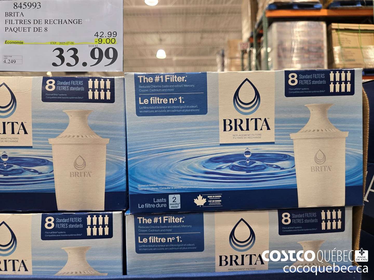 845993 BRITA FILETRES DE RECHANGE ENSEMBLE DE 8  ($9.00 INSTANT SAVINGS EXPIRES ON 2025-07-06) $33.99