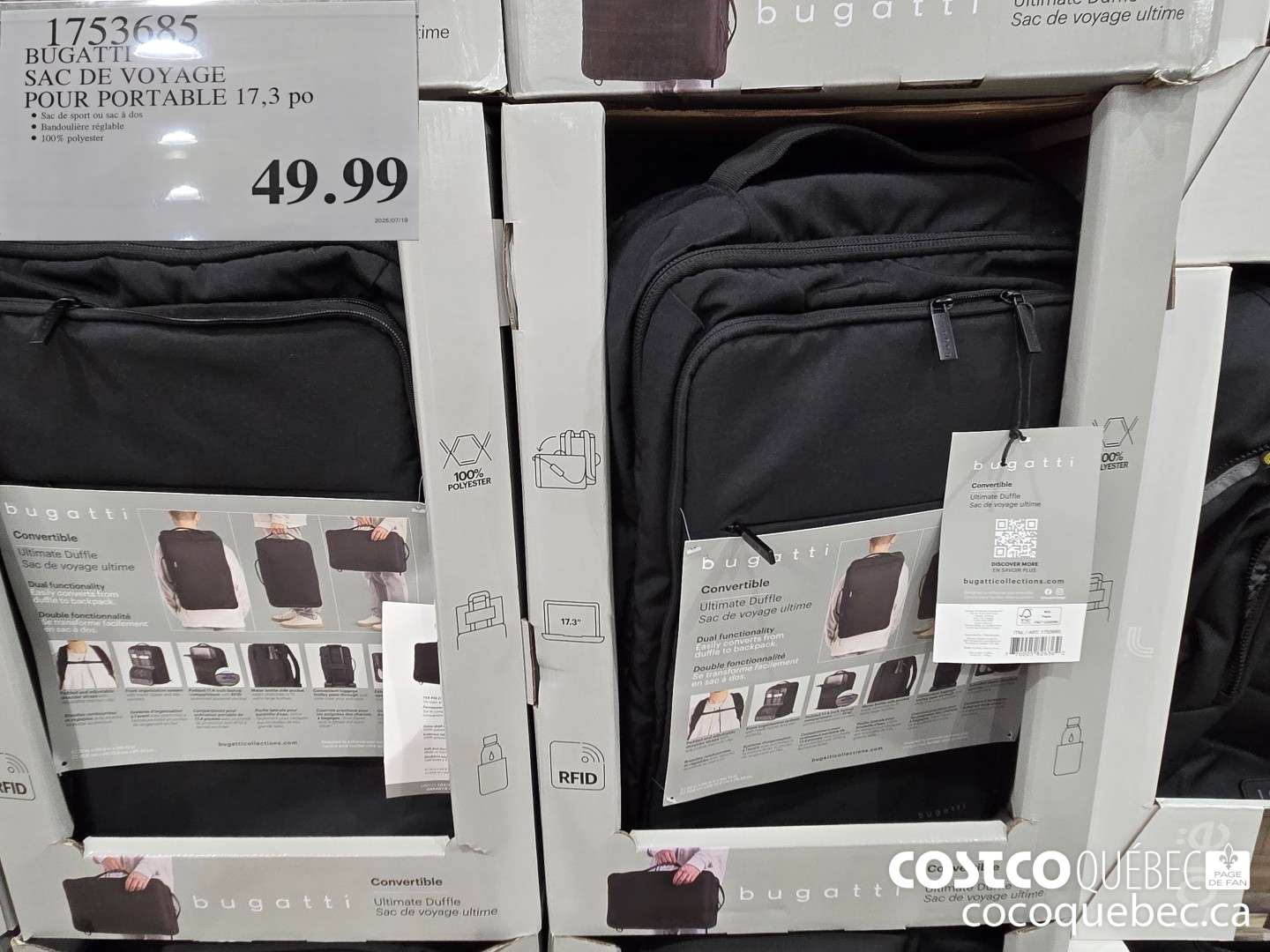 1753685 BUGATTI SAC DE VOYAGE POUR PORTABLE 17,3 po  $49.99