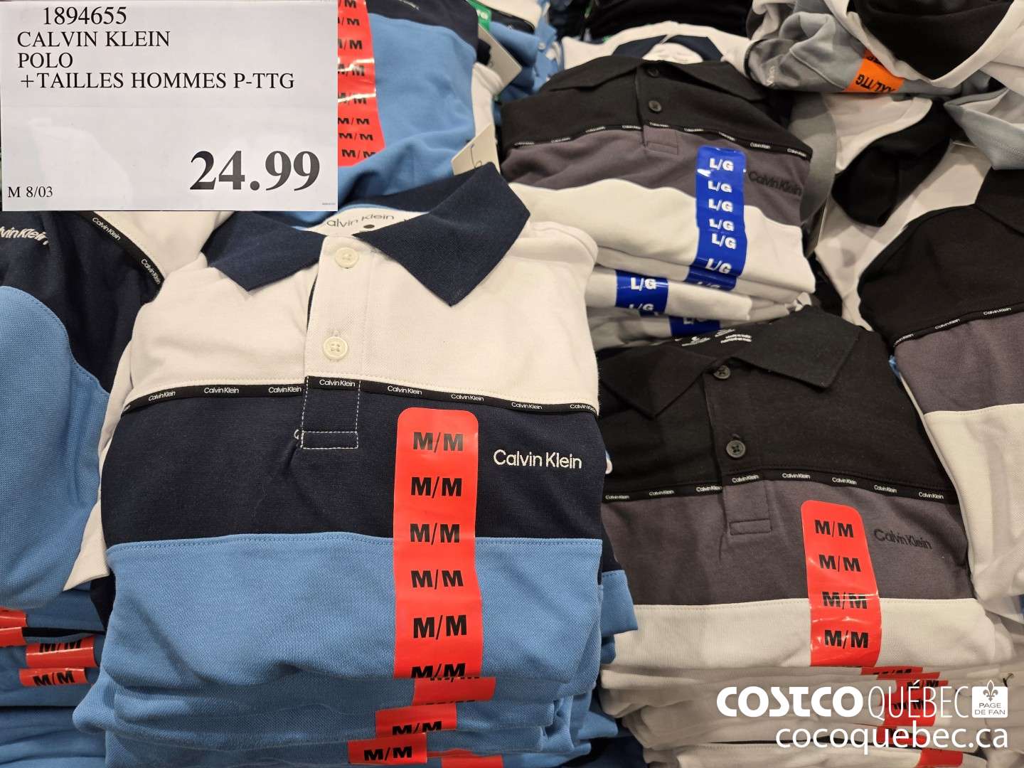 1894655 CALVIN KLEIN POLO +TAILLES HOMMES P-TTG  $24.99