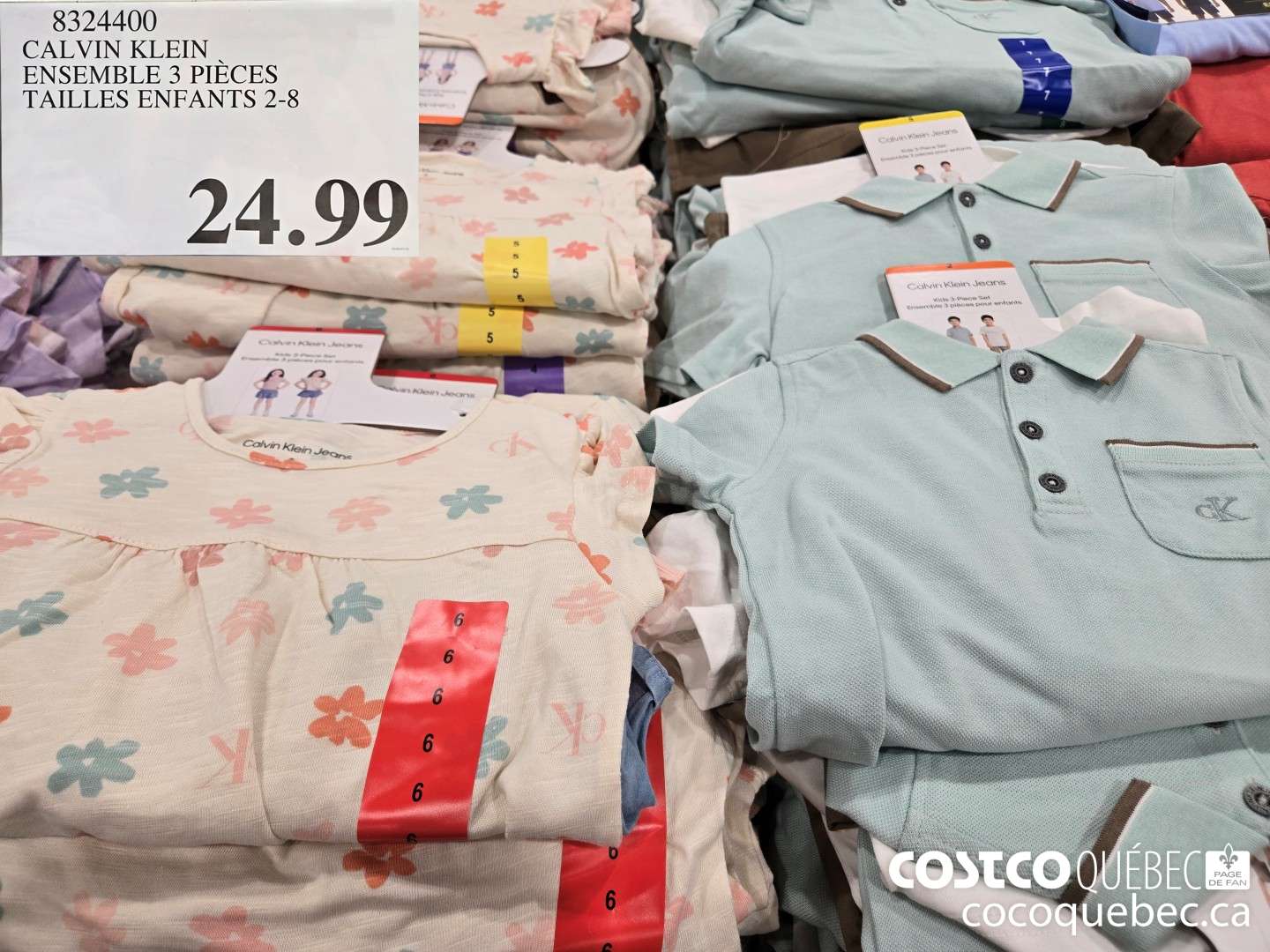 8324400 CALVIN KLEIN . ENSEMBLE 3 PIECES TAILLES ENFANTS 2-8  $24.99