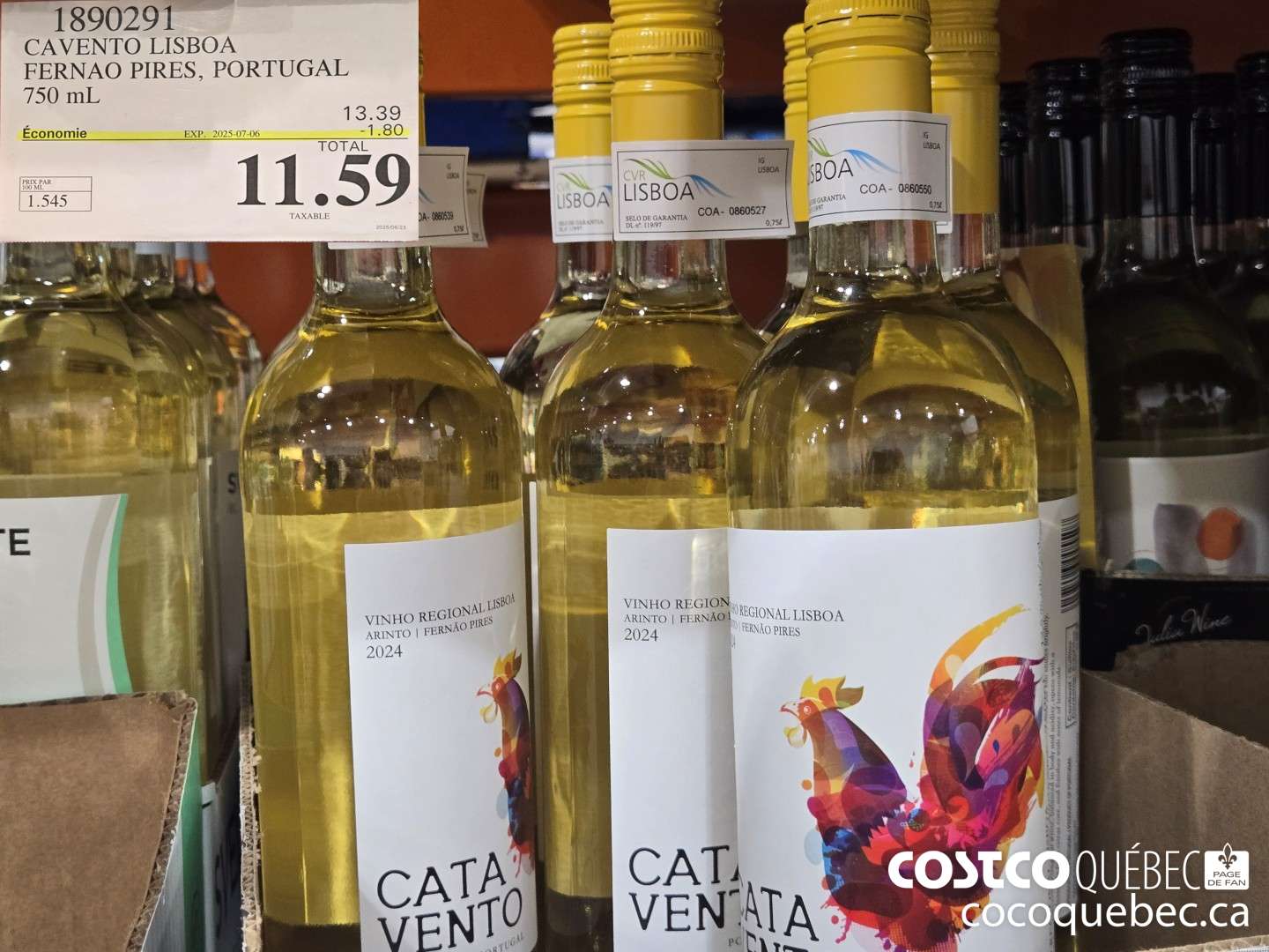 1890291 CAVENTO LISBOA FERNAO PIRES, POTUGAL 750 mL  ($1.80 INSTANT SAVINGS EXPIRES ON 2025-07-06) $11.59