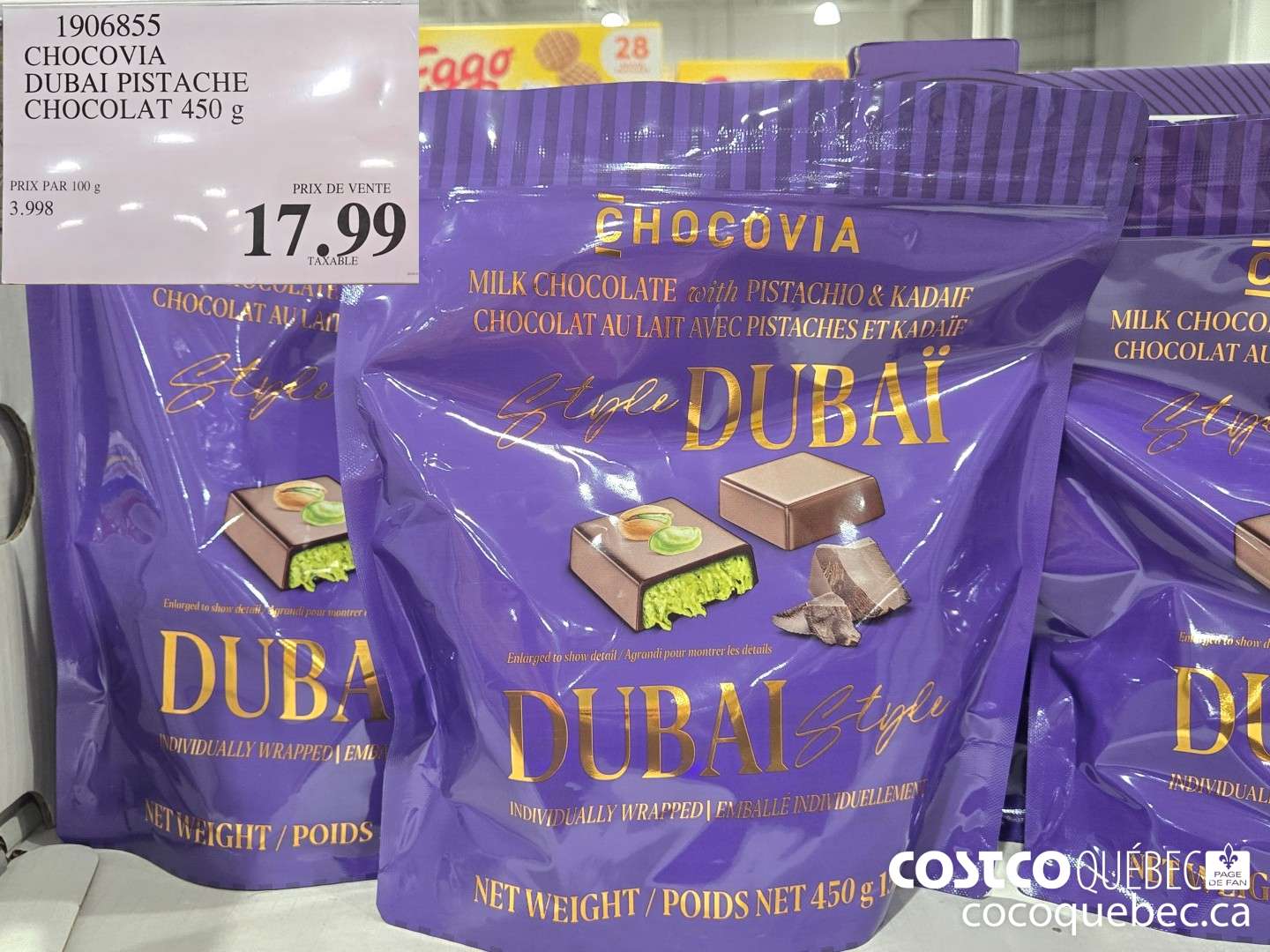 1906855 CHOCOVIA DUBAI PISTACHE CHOCOLAT 450 G  $17.99