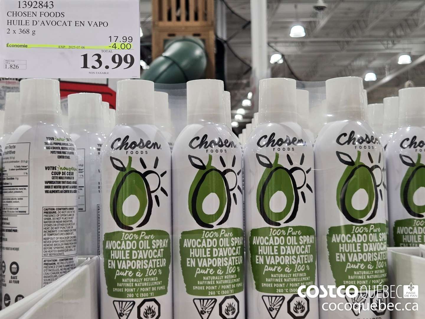 1392843 CHOSEN FOODS HUILE D'AVOCAT EN VAPO  ($4.00 INSTANT SAVINGS EXPIRES ON 2025-07-06) $13.99
