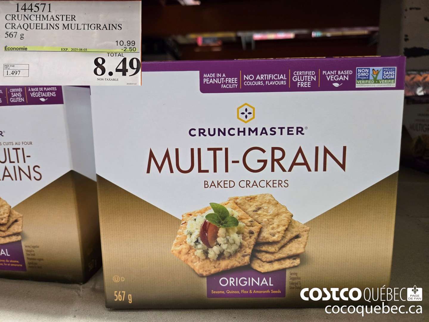 144571 CRUNCHMASTER CRAQUELINS MULTIGRAINS 567 g  ($2.50 INSTANT SAVINGS EXPIRES ON 2025-08-03) $8.49