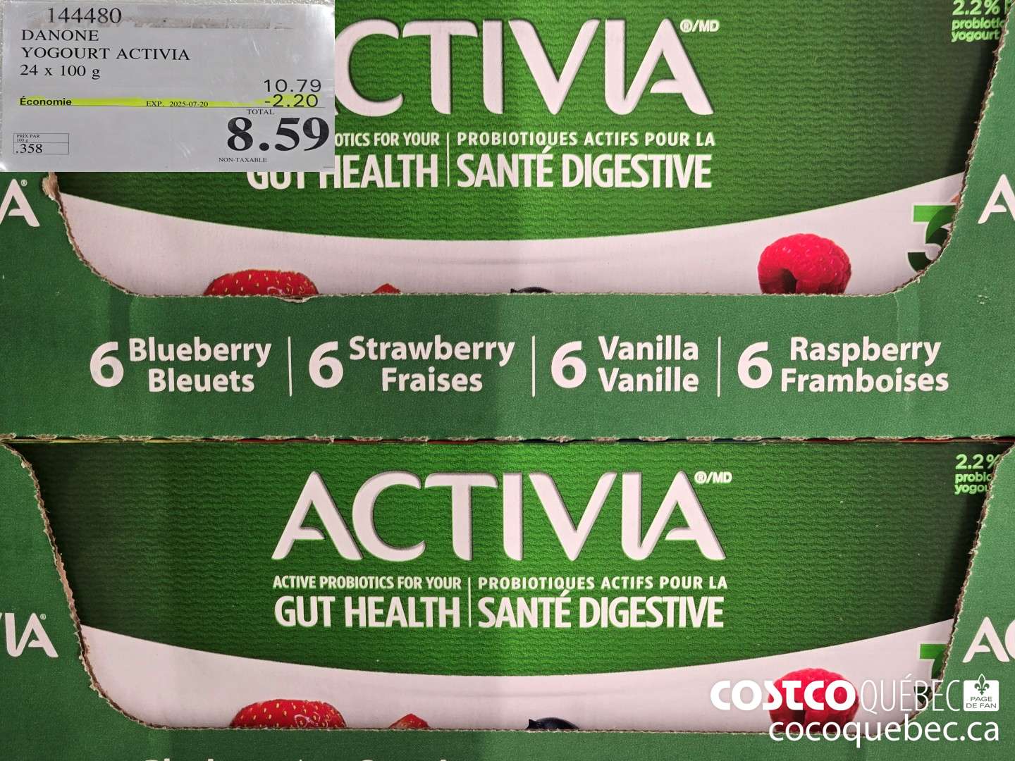 144480 DANONE YOGOURT ACTIVIA 24 x 100 g  ($2.20 INSTANT SAVINGS EXPIRES ON 2025-07-20) $8.59