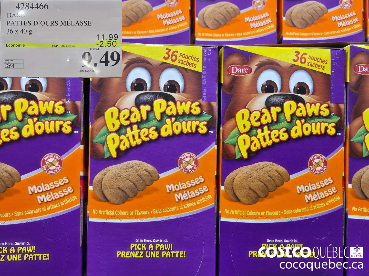 4284466 DARE PATTES D'OURS MELASSE | 36 x 40 g  ($2.50 INSTANT SAVINGS EXPIRES ON 2025-07-27) $9.49