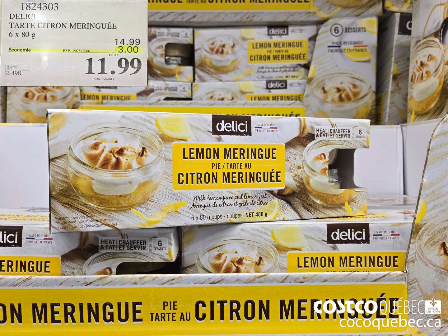 1824303 DELICI TARTE CITRON MERINGUEE 6x 80 g  ($3.00 INSTANT SAVINGS EXPIRES ON 2025-07-06) $11.99
