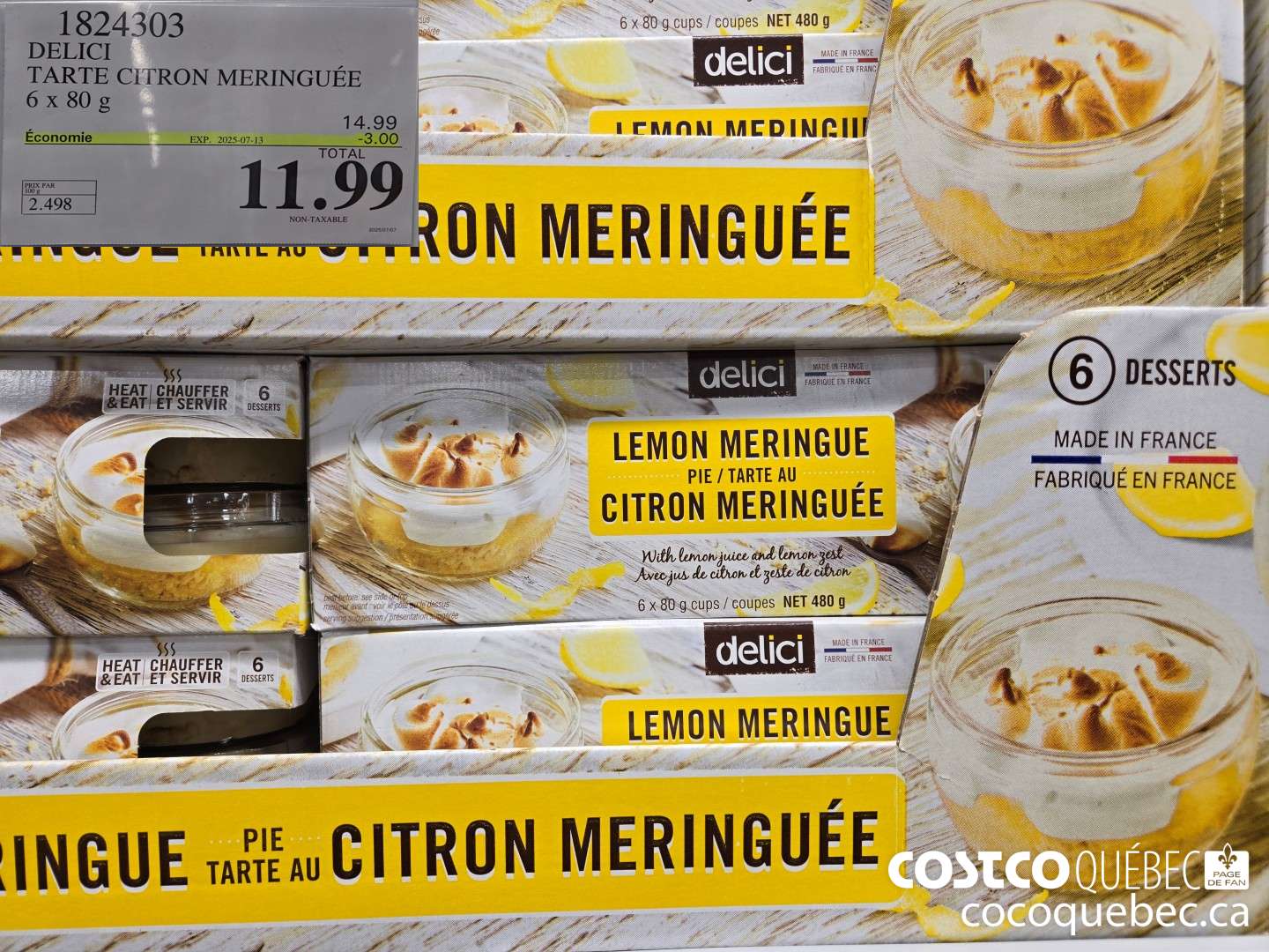 1824303 DELICI TARTE CITRON MERINGUEE 6x 80 g  ($3.00 INSTANT SAVINGS EXPIRES ON 2025-07-13) $11.99