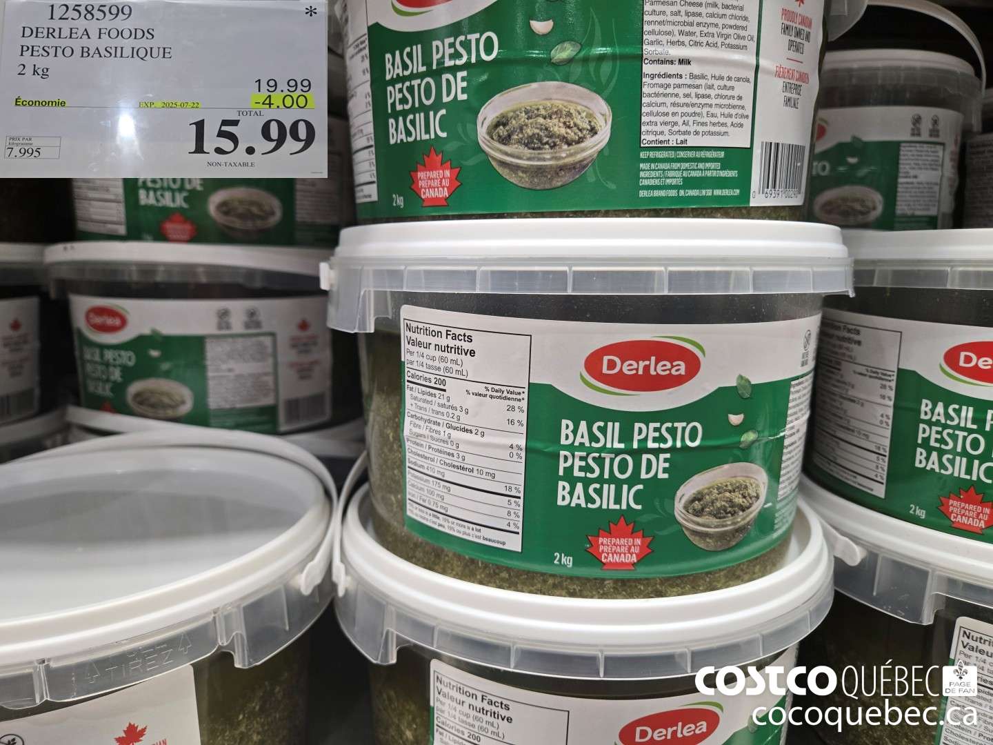 1258599 DERLEA FOODS PESTO BASILIQUE  ($4.00 INSTANT SAVINGS EXPIRES ON 2025-07-06) $15.99