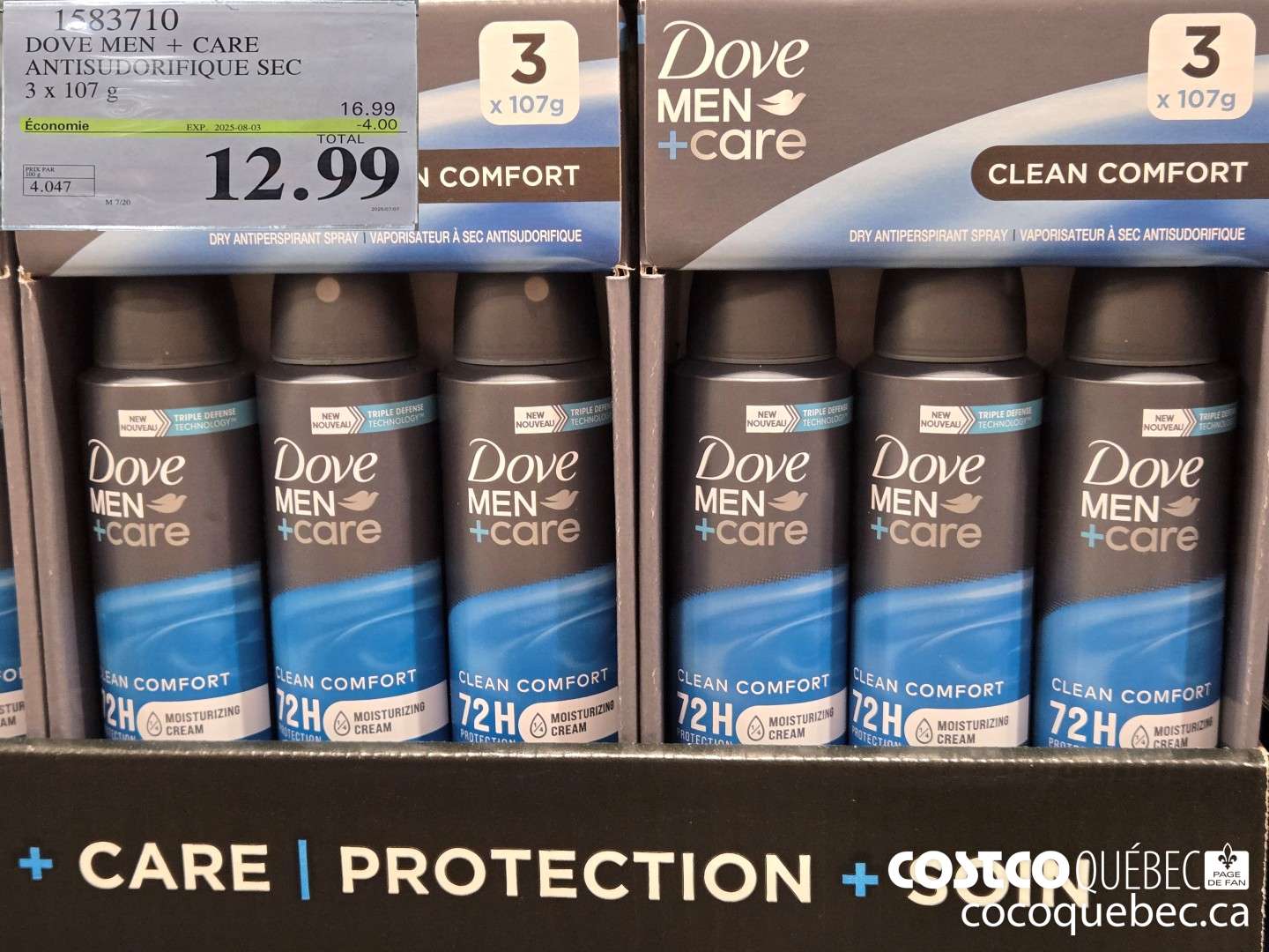 1583710 DOVE MEN + CARE ANTISUUORIFIQUE SEC  ($4.00 INSTANT SAVINGS EXPIRES ON 2025-08-03) $12.99