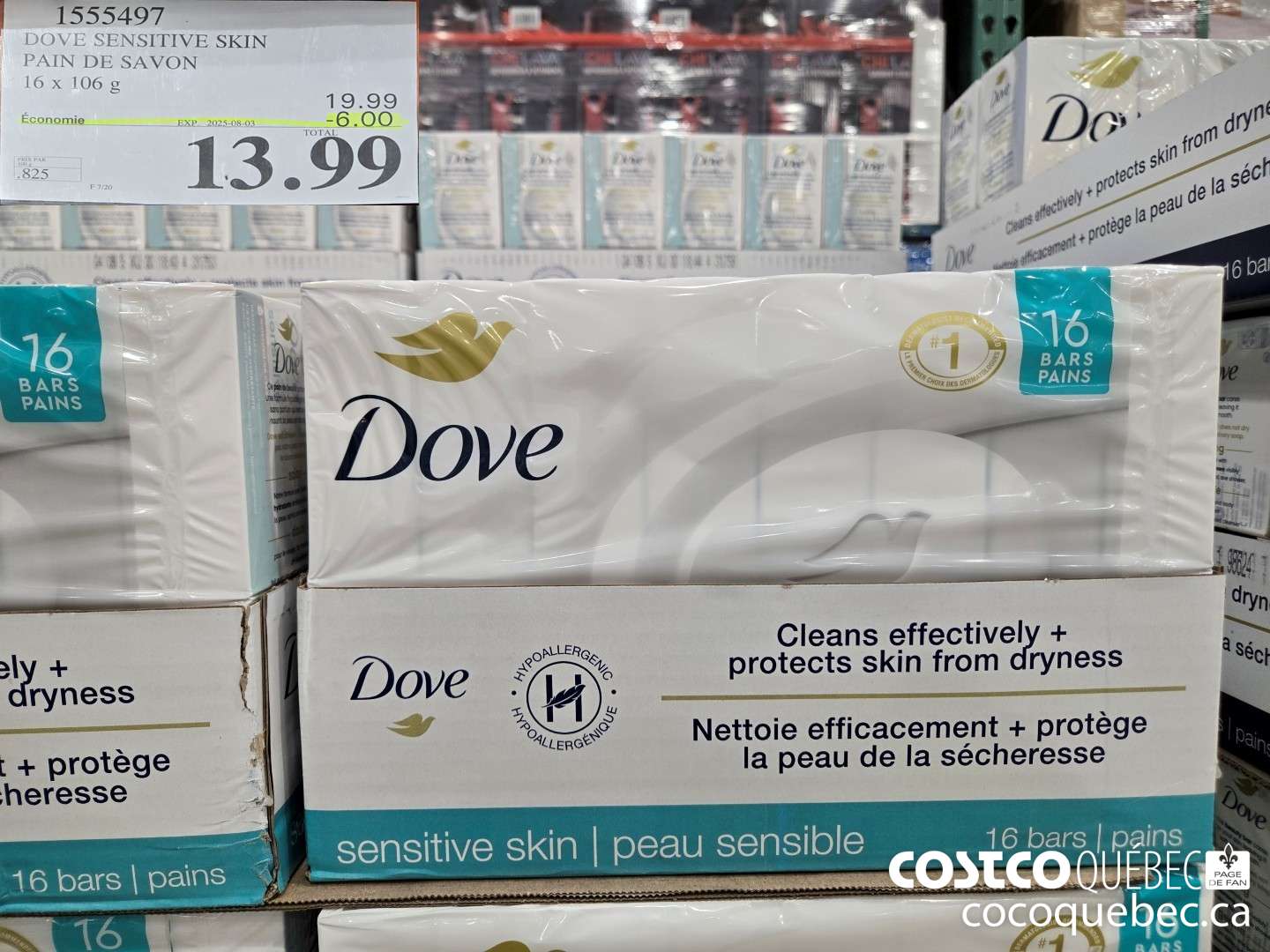 1555497 DOVE SENSITIVE SKIN PAIN DE SAVON  ($6.00 INSTANT SAVINGS EXPIRES ON 2025-08-03) $13.99