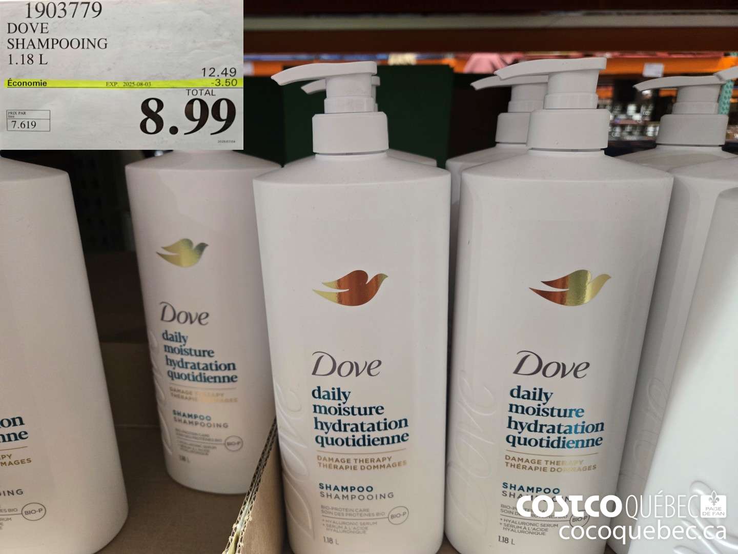1903779 DOVE SHAMPOOING 1.18 L  ($3.50 INSTANT SAVINGS EXPIRES ON 2025-08-03) $8.99