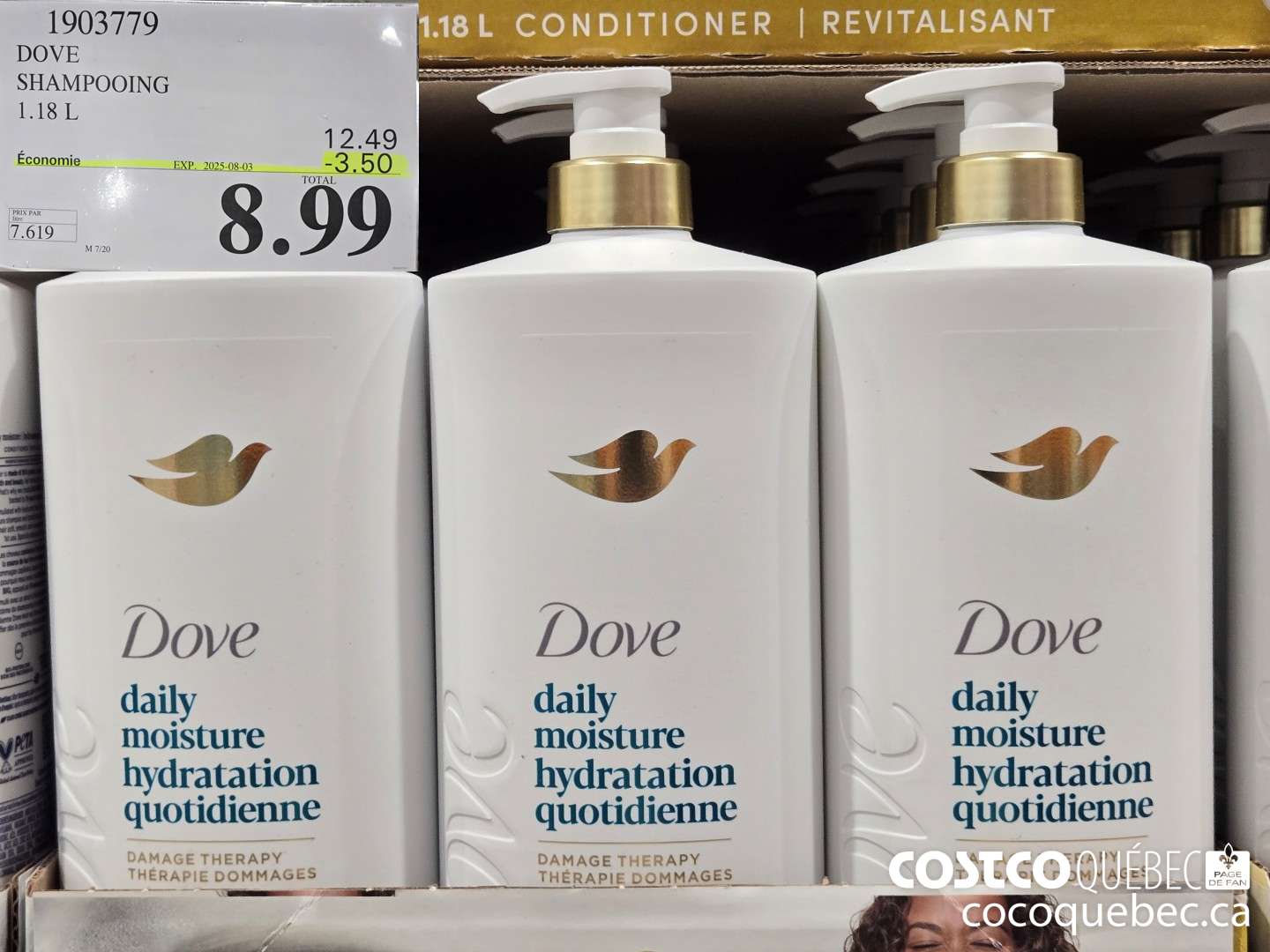 1903779 DOVE SHAMPOOING 1.18 L  ($3.50 INSTANT SAVINGS EXPIRES ON 2025-08-03) $8.99