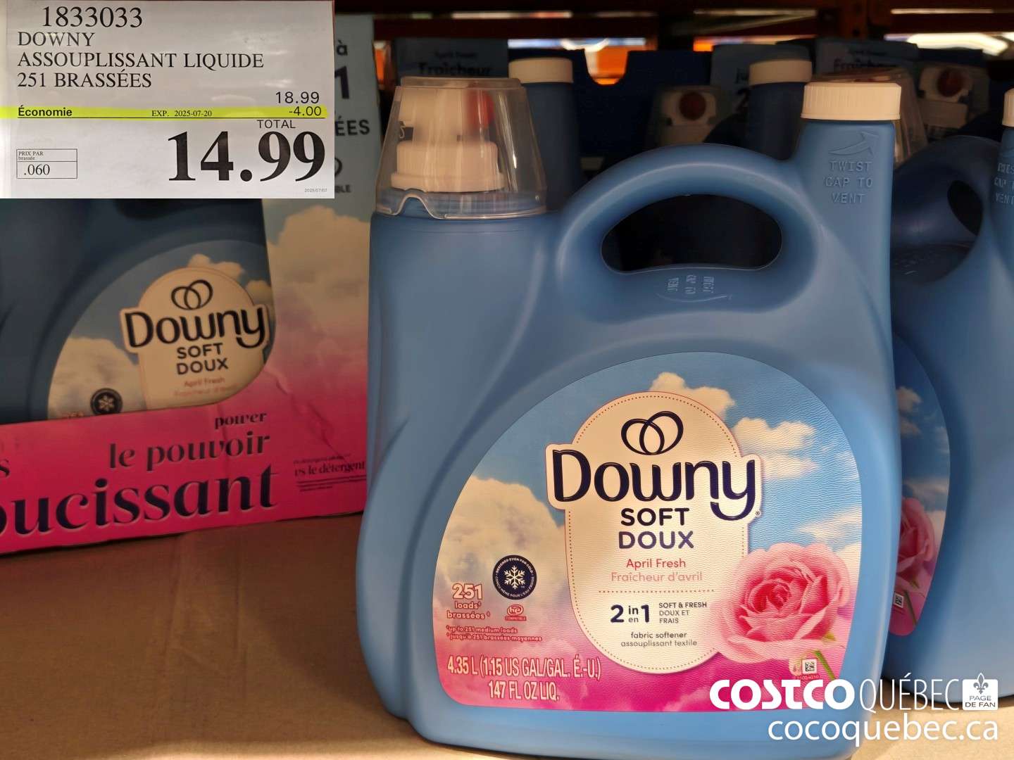 1833033 DOWNY ASSOUPLISSANT LIQUIDE 251 BRASSEES  ($4.00 INSTANT SAVINGS EXPIRES ON 2025-07-20) $14.99