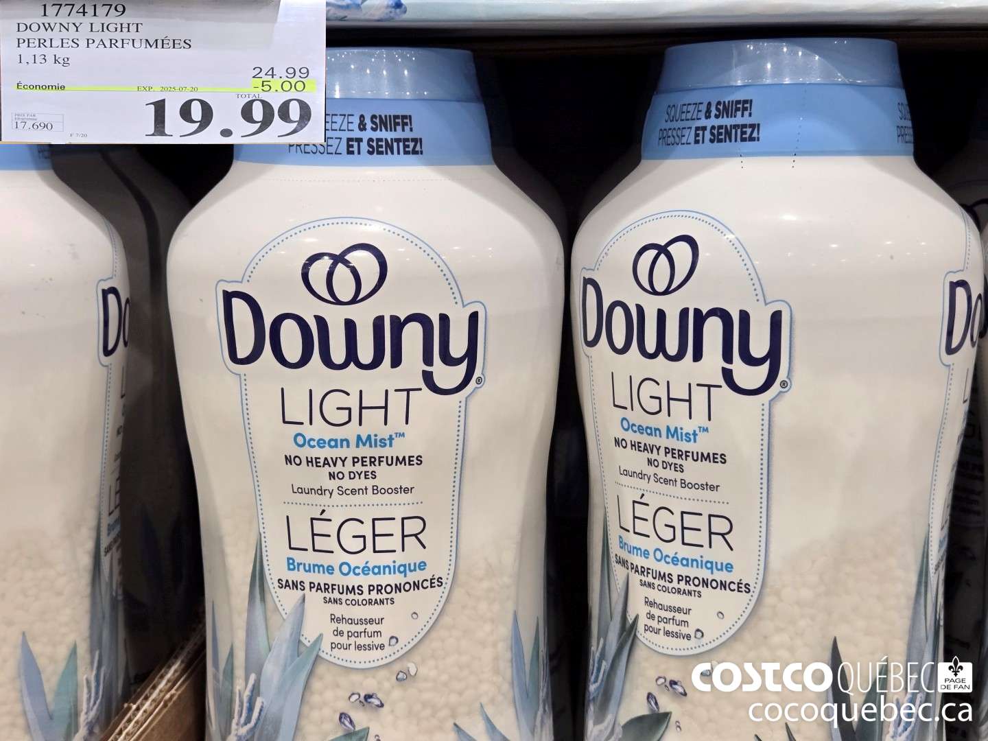 1774179 DOWNY LIGHT PERLES PARFUMEES ($5.00 INSTANT SAVINGS EXPIRES ON 2025-07-20) $19.99