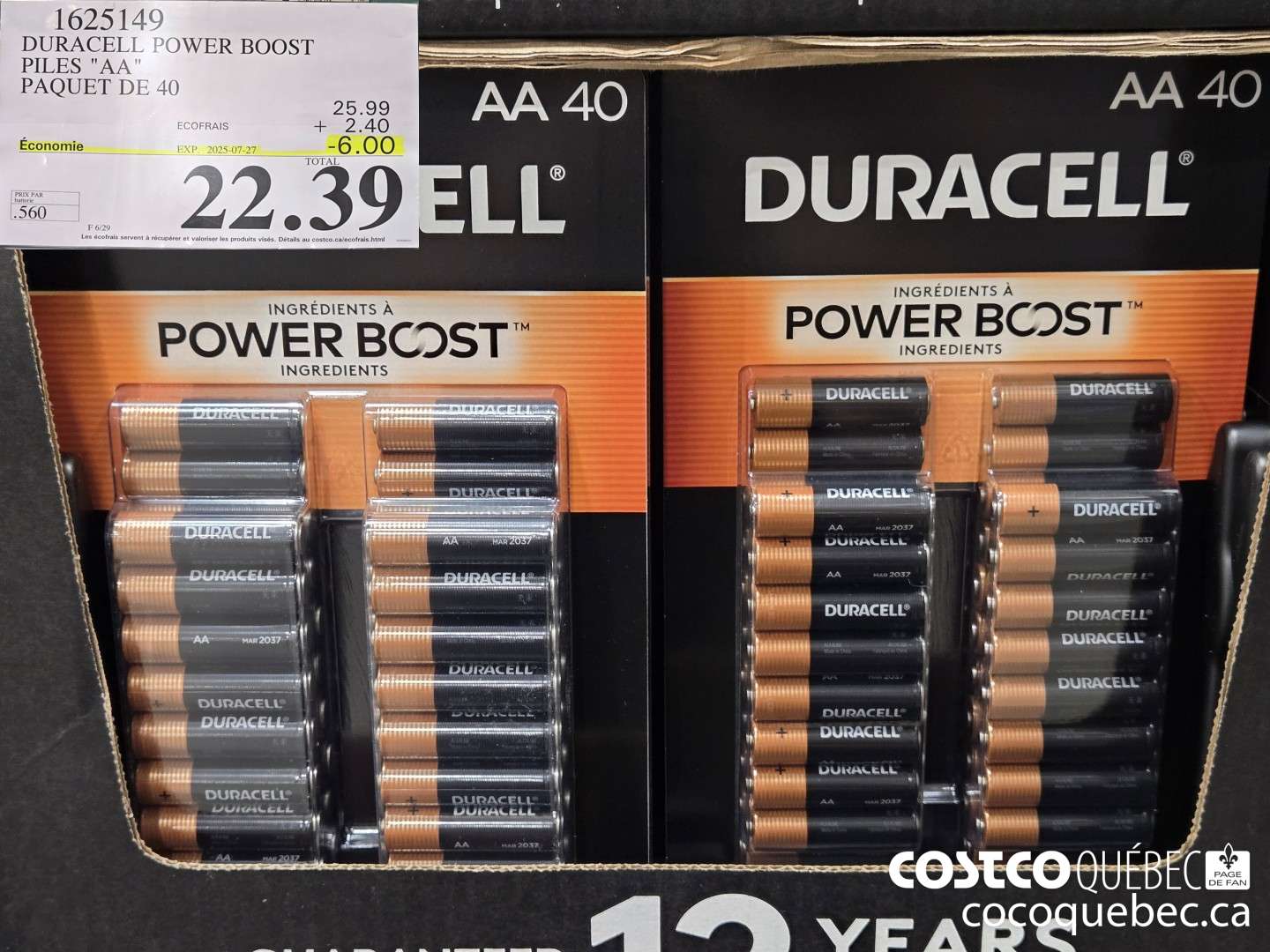 1625149 DURACELL POWER BOOST PILES 