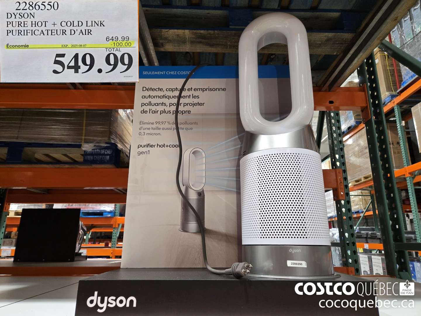 2286550 DYSON PURE HOT + COLD LINK PURIFICATEUR D' AIR  ($100.00 INSTANT SAVINGS EXPIRES ON 2025-08-07) $549.99