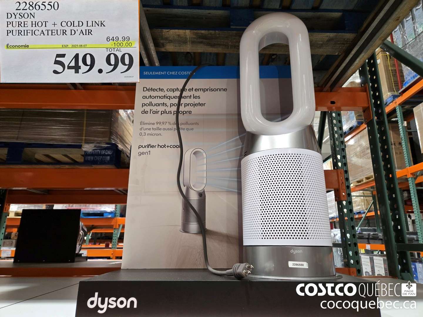 2286550 DYSON PURE HOT + COLD LINK PURIFICATEUR D' AIR  ($100.00 INSTANT SAVINGS EXPIRES ON 2025-08-07) $549.99