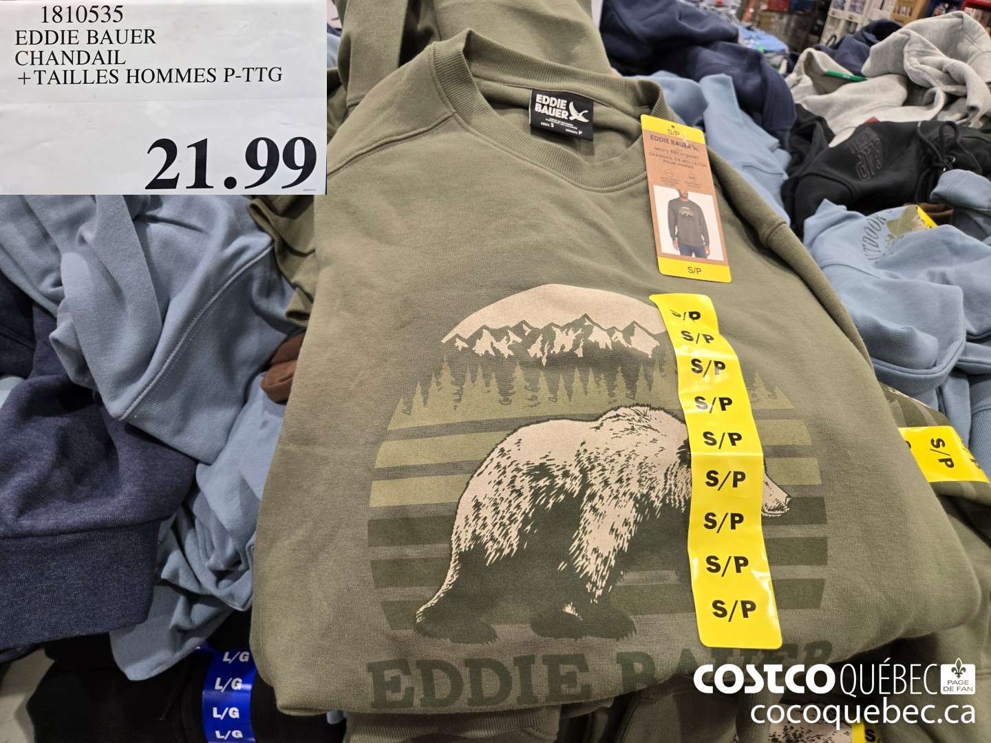 1810535 EDDIE BAUER CHANDAIL +TAILLES HOMMES P-TTG  $21.99