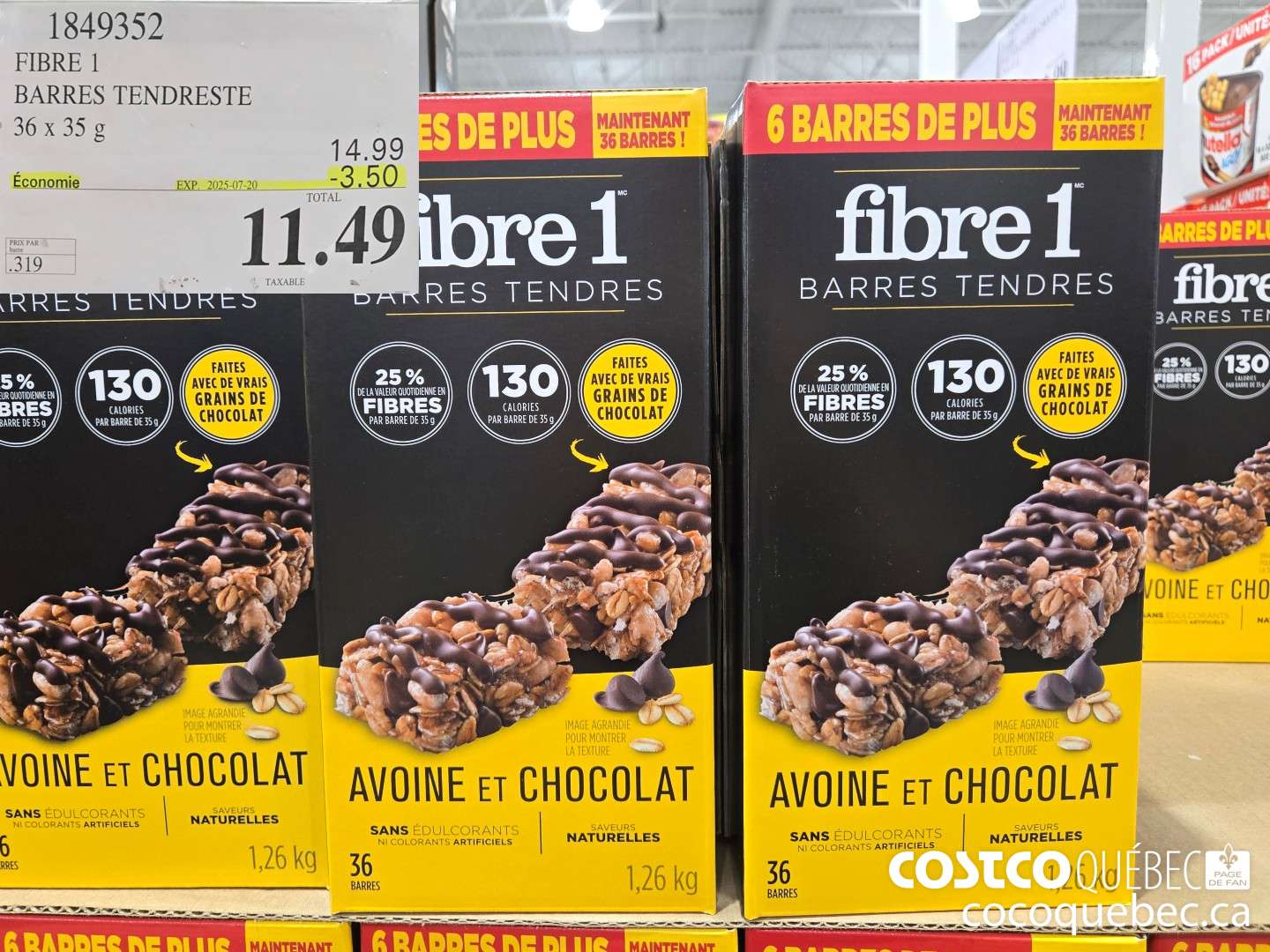 1849352 FIBRE 1 BARRES TENDRESTE  ($3.50 INSTANT SAVINGS EXPIRES ON 2025-07-20) $11.49
