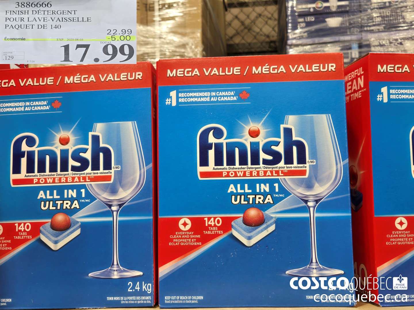 3886666 FINISH DETERGENT POUR LAVE-VAISSELLE PAQUET DE 140 ($5.00 INSTANT SAVINGS EXPIRES ON 2025-08-03) $17.99