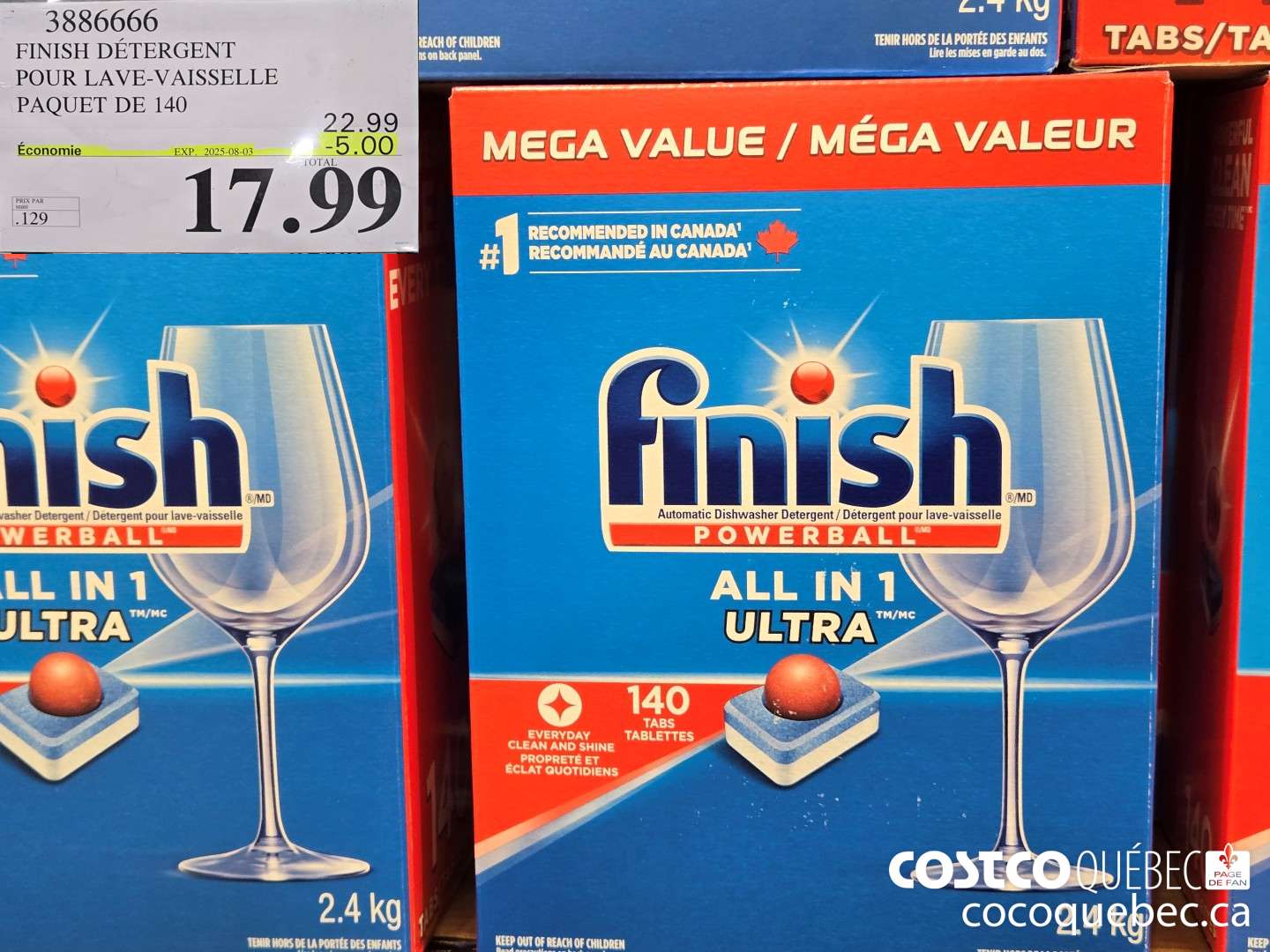 3886666 FINISH DETERGENT POUR LAVE-VAISSELLE PAQUET DE 140 ($5.00 INSTANT SAVINGS EXPIRES ON 2025-08-03) $17.99