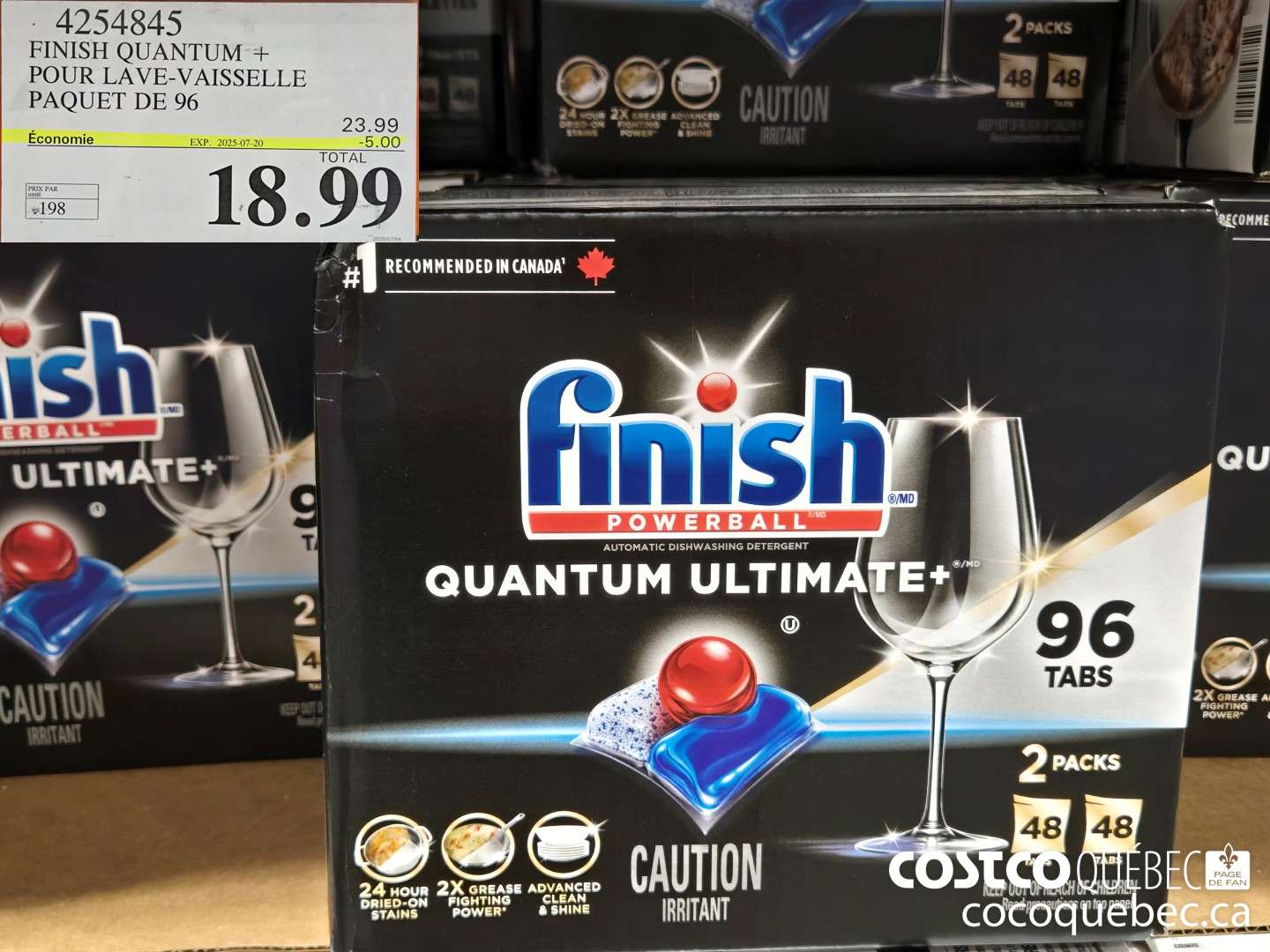 4254845 FINISH QUANTUM + POUR LAVE-VAISSELLE PAQUET DE 96  ($5.00 INSTANT SAVINGS EXPIRES ON 2025-07-20) $18.99