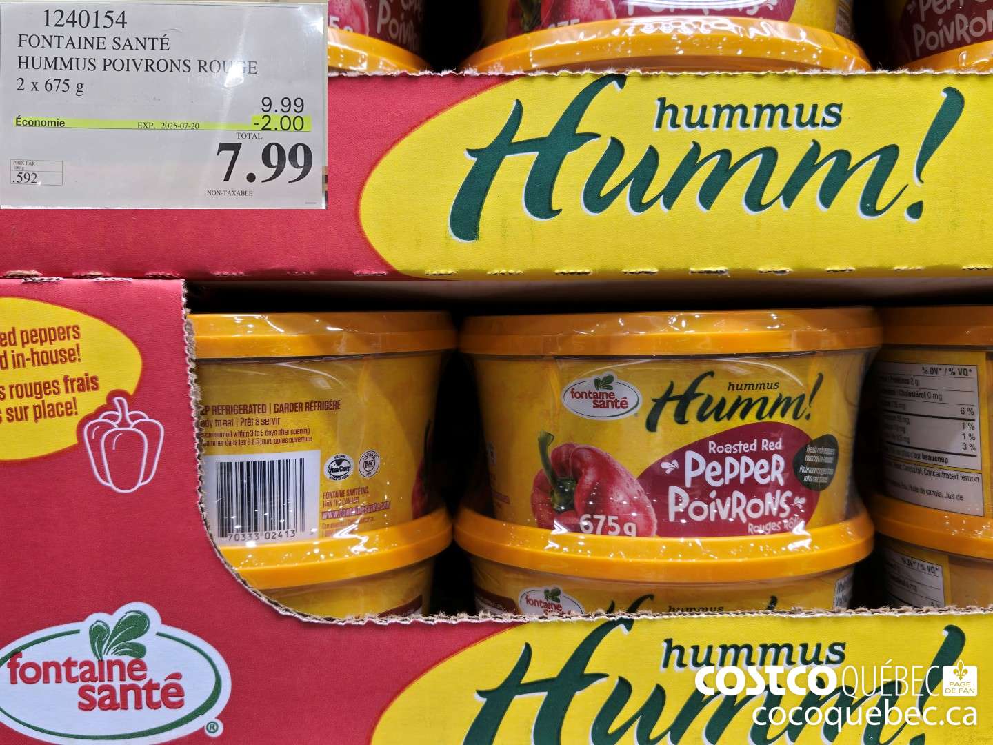 1240154 FONTAINE SANTE HUMMUS POIVRONS ROUGE  ($2.00 INSTANT SAVINGS EXPIRES ON 2025-07-20) $7.99