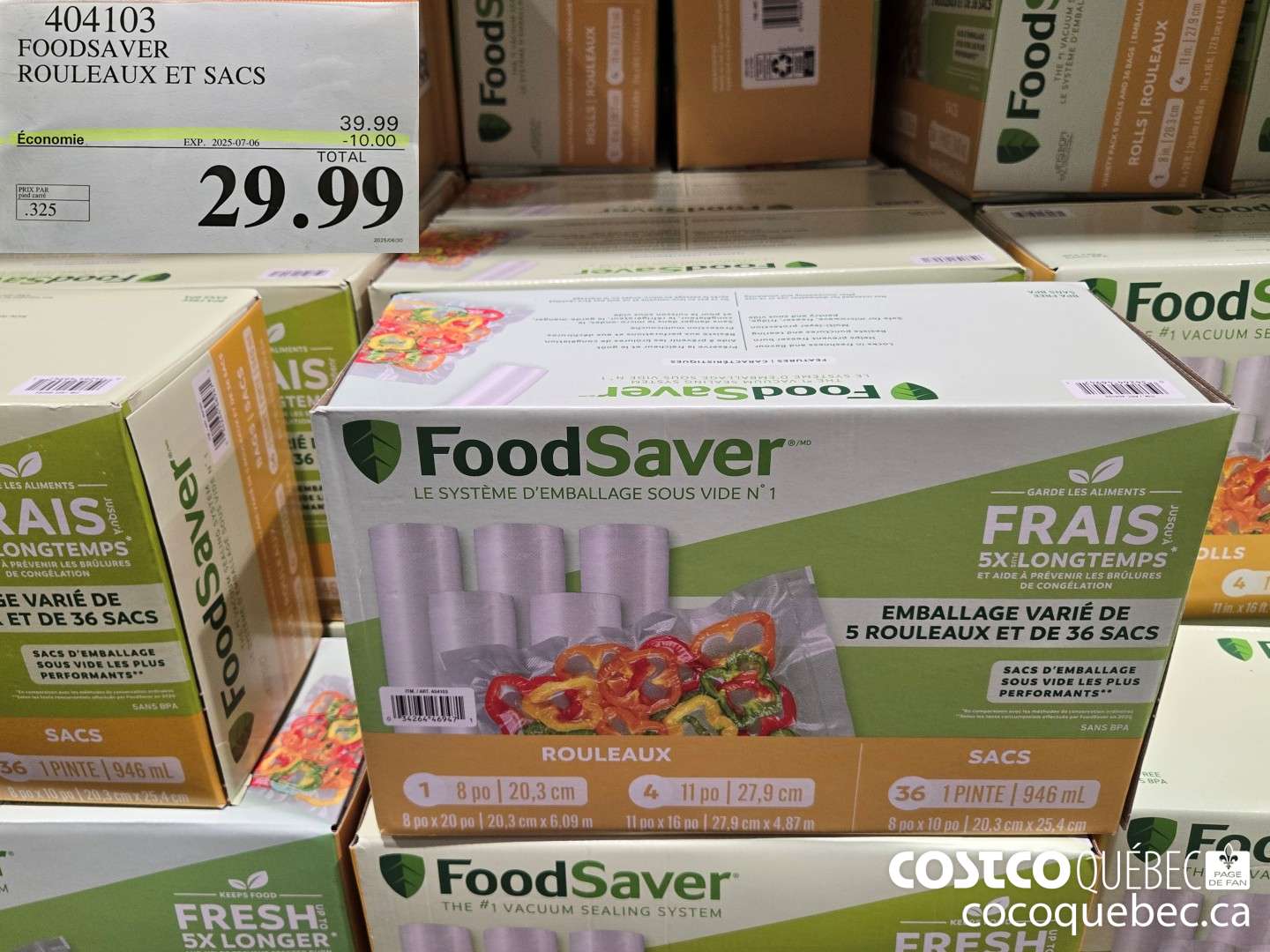 404103 FOODSAVER ROULEAUX ET SACS  ($10.00 INSTANT SAVINGS EXPIRES ON 2025-07-06) $29.99
