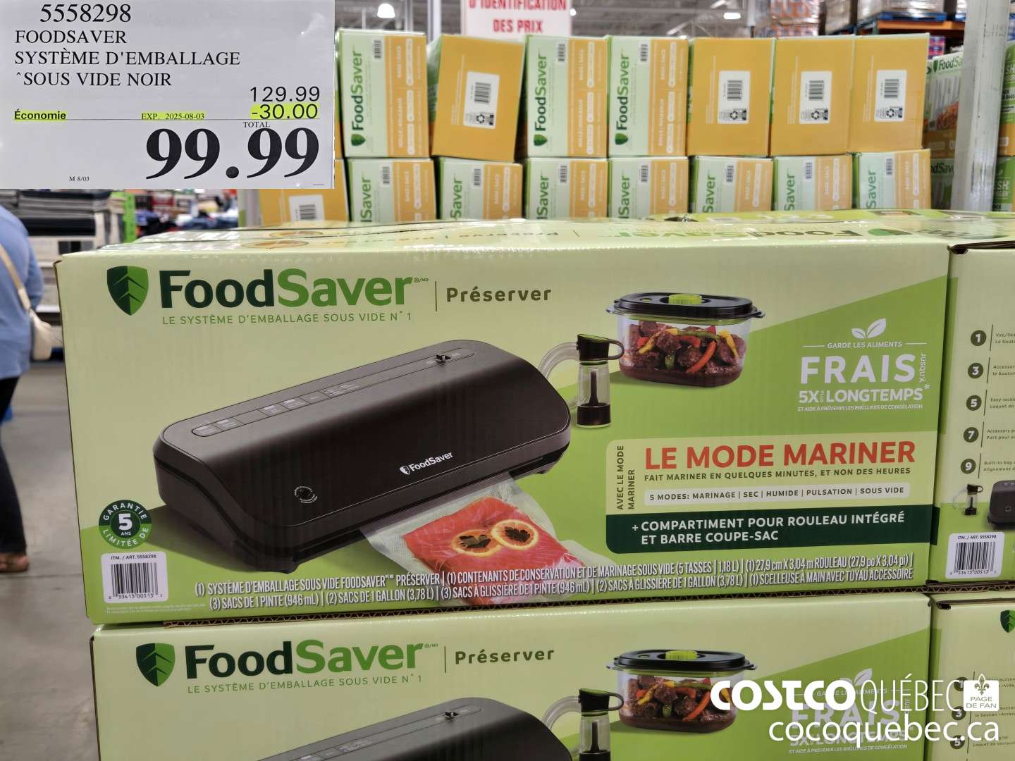 5558298 FOODSAVER SYSTEME D'EMBALLAGE “SOUS VIDE NOIR  ($30.00 INSTANT SAVINGS EXPIRES ON 2025-08-03) $99.99