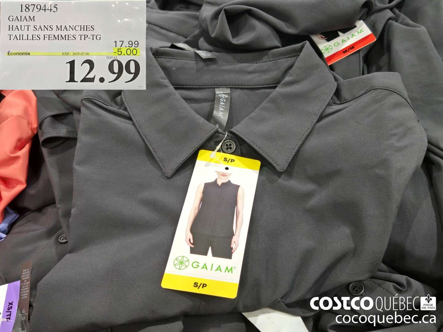 1879445 GAIAM HAUT SANS MANCHES TAILLES FEMMES TP-TG  ($5.00 INSTANT SAVINGS EXPIRES ON 2025-07-06) $12.99
