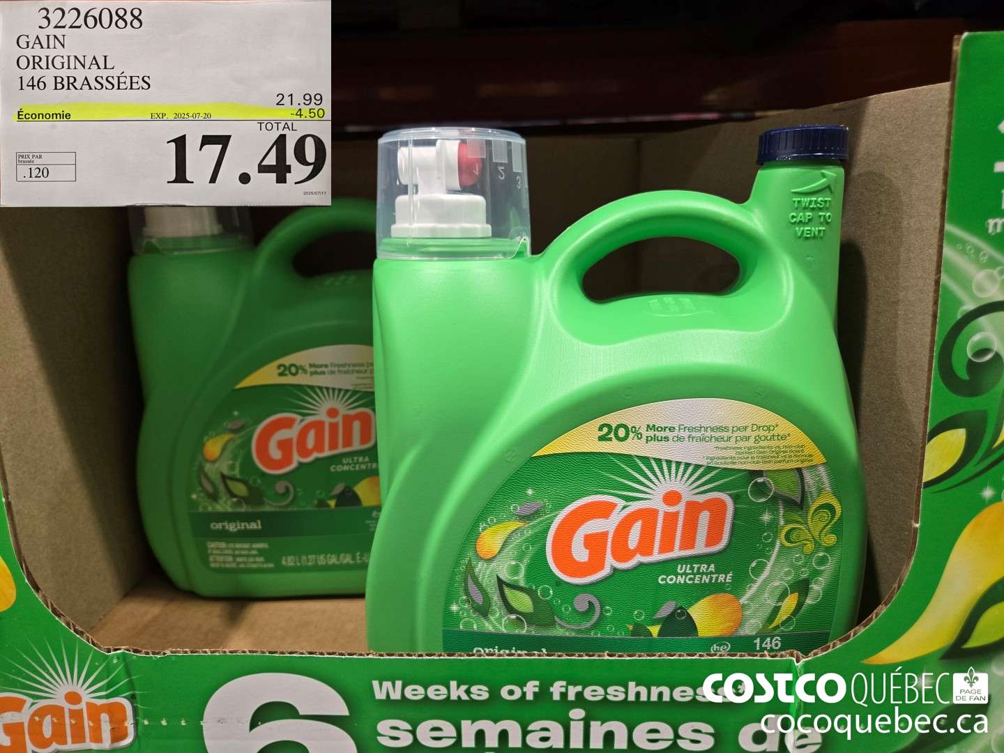 3226088 GAIN ORIGINAL 146 BRASSEES  ($4.50 INSTANT SAVINGS EXPIRES ON 2025-07-20) $17.49