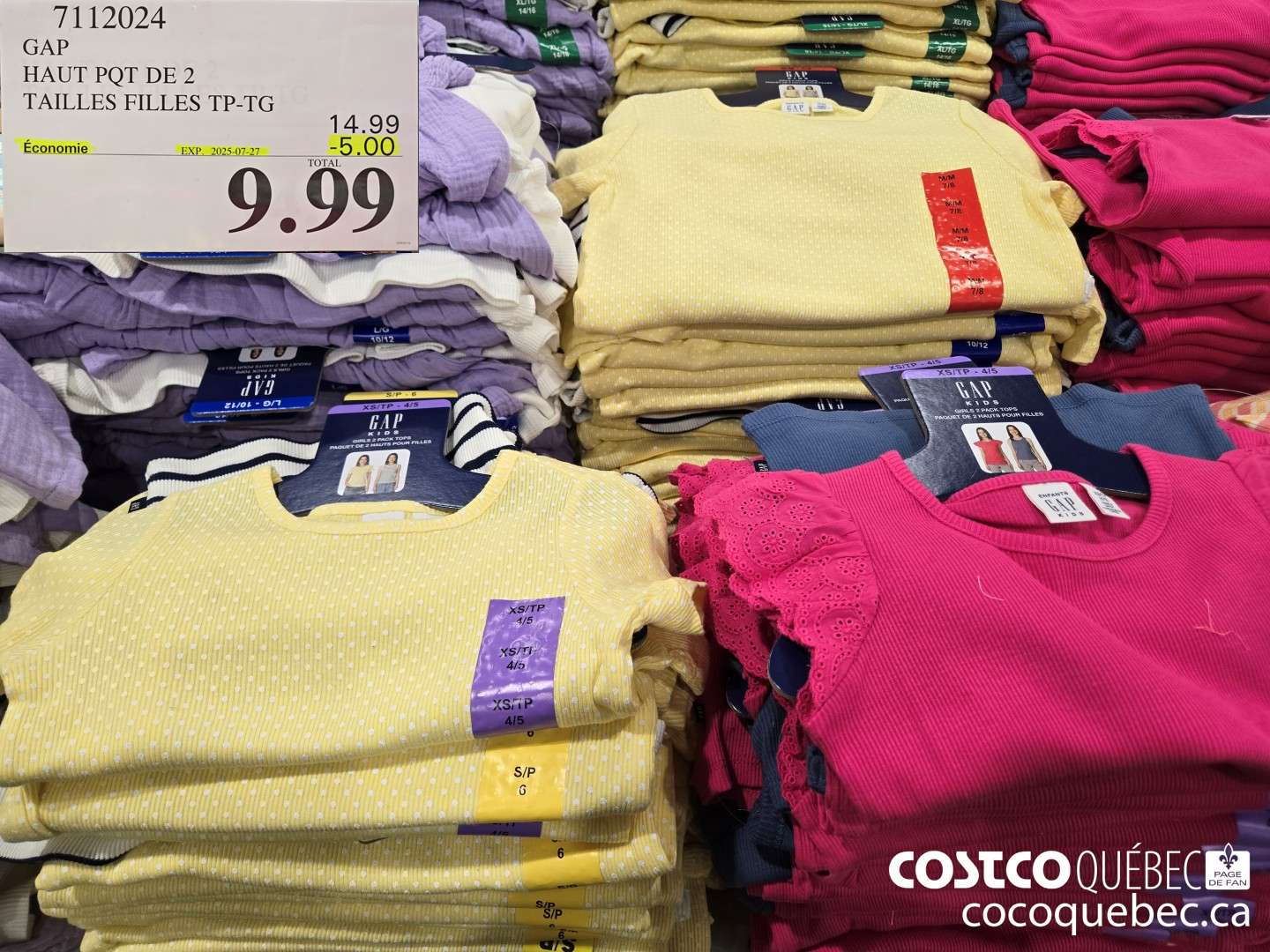 7112024 GAP HAUT POT DE 2 TAILLES FILLES TP-TG  ($5.00 INSTANT SAVINGS EXPIRES ON 2025-07-27) $9.99