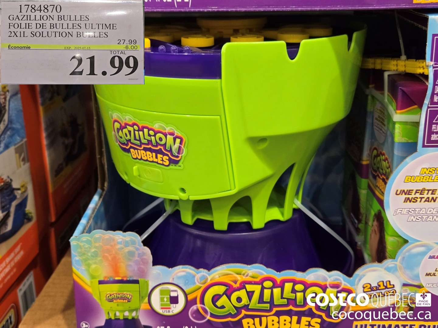 1784870 GAZILLION BULLES FOLIE DE BULLES ULTIME 2X1L SOLUTION BULLES  ($6.00 INSTANT SAVINGS EXPIRES ON 2025-07-13) $21.99