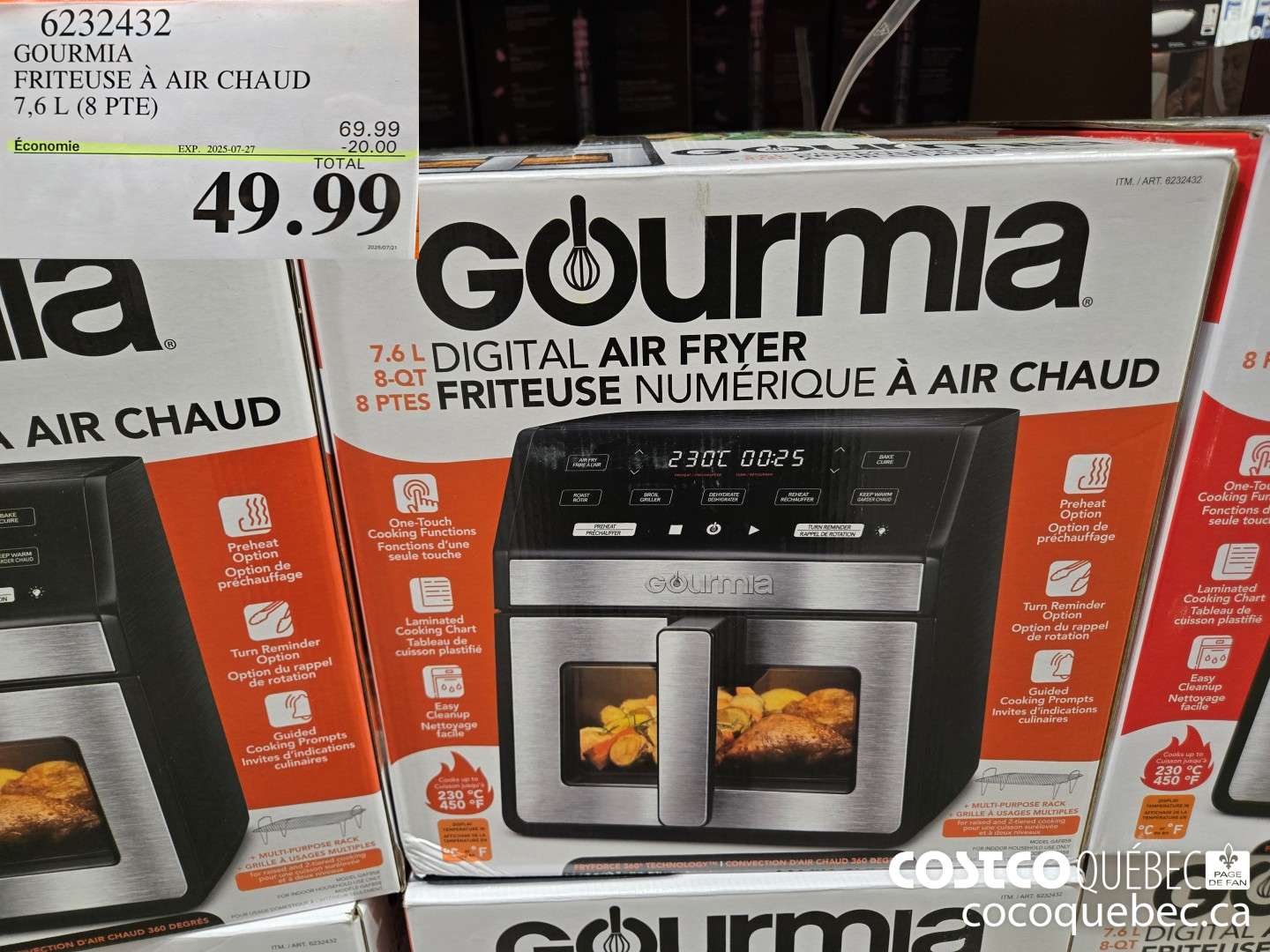 6232432 GOURMIA FRITEUSE A AIR 8 PTES (7,6 L)  ($20.00 INSTANT SAVINGS EXPIRES ON 2025-07-27) $49.99