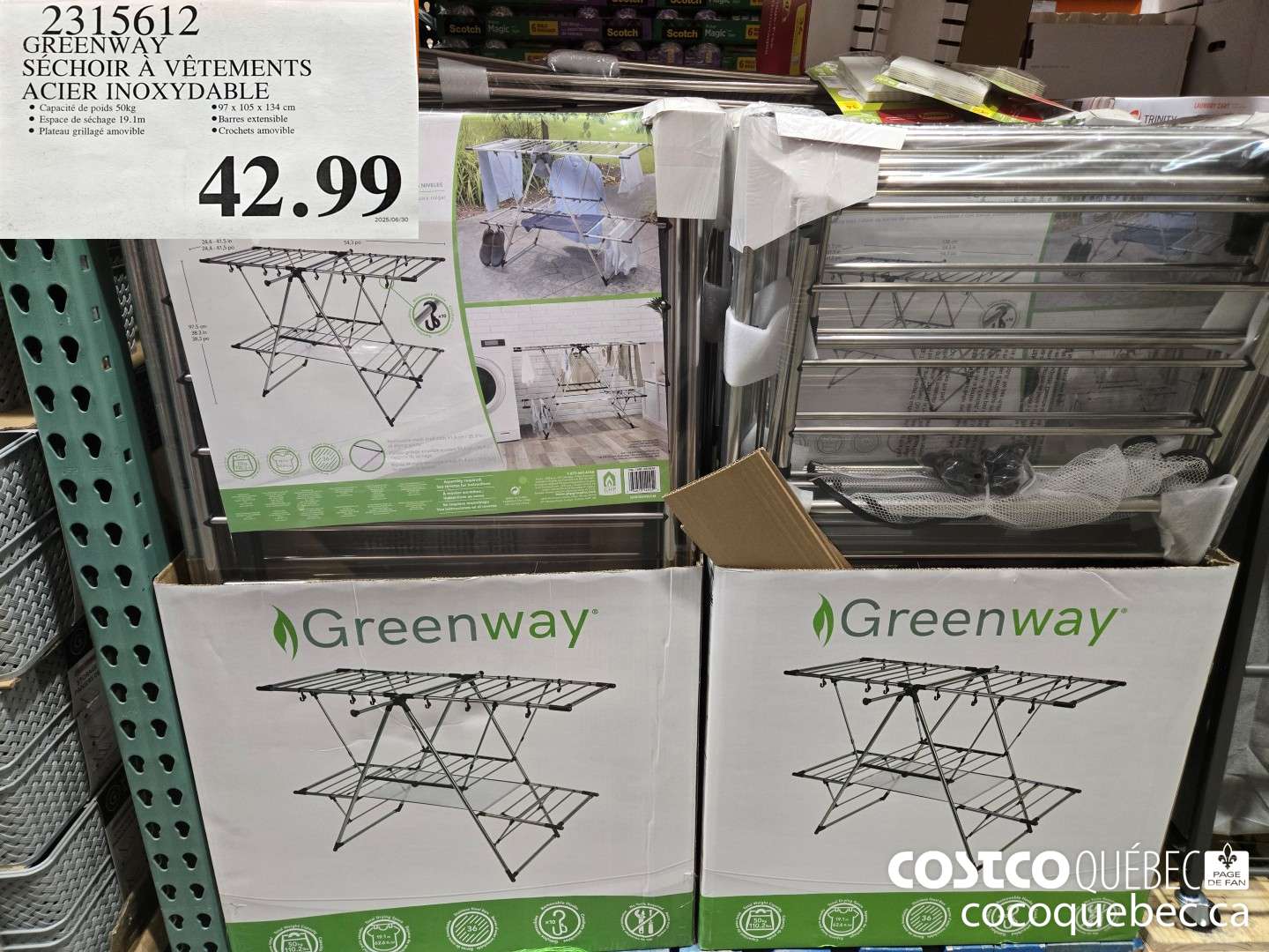 2315612 GREENWAY SECHOIR A VETEMENTS ACIER INOXYDABLE  $42.99