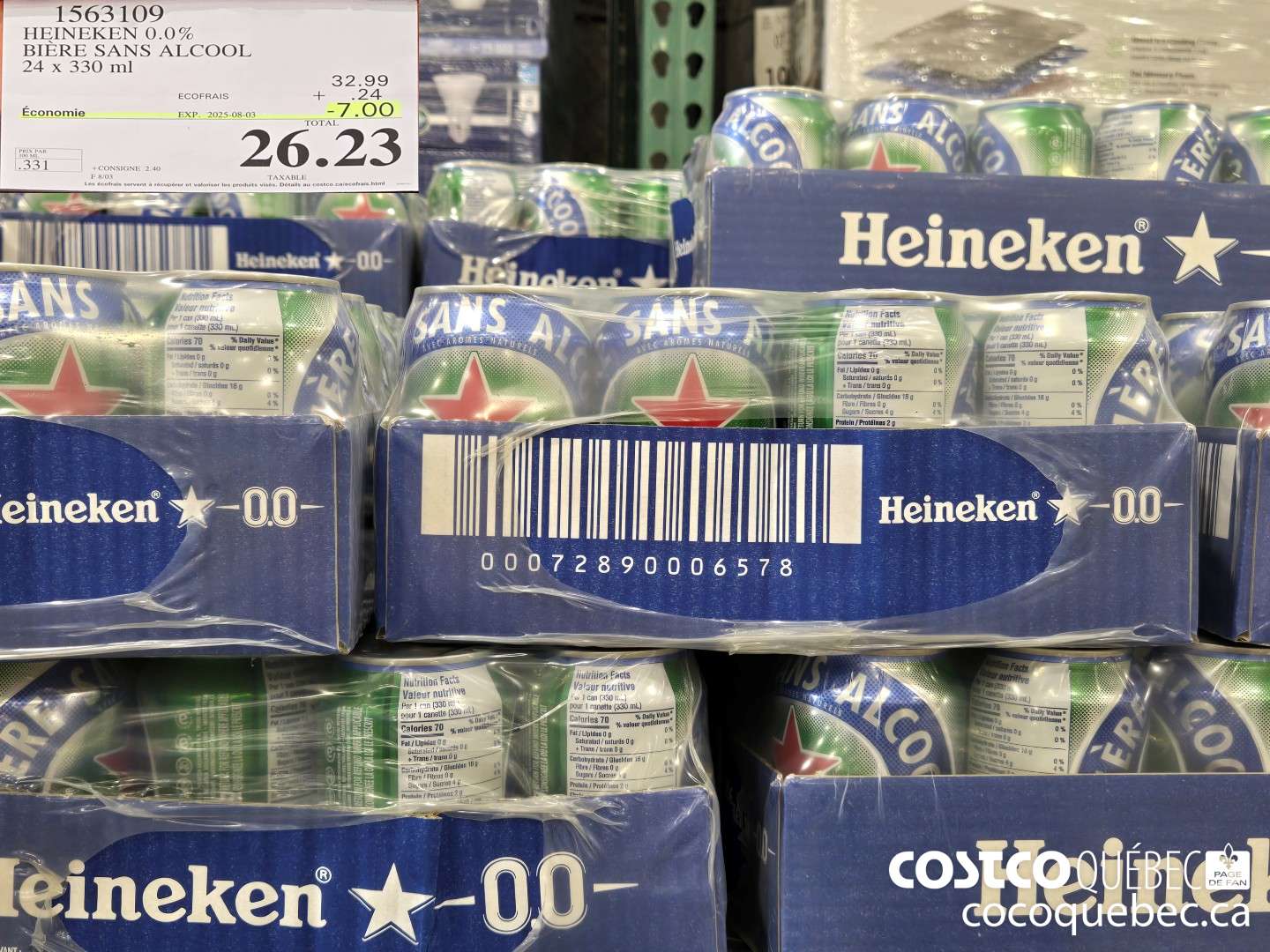 1563109 HEINEKEN 0.0% BIERE SANS ALCOOL 26K 3300 ($7.00 INSTANT SAVINGS EXPIRES ON 2025-08-03) $26.23