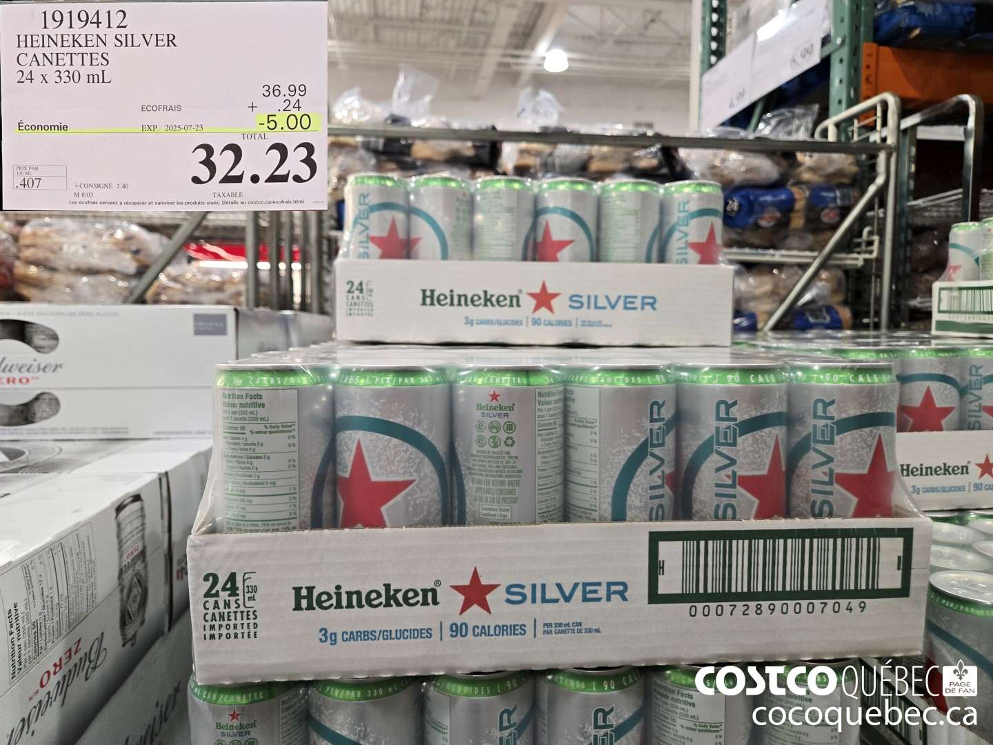 1919412 HEINEKEN SILVER CANETTES 24 x 330 mL  ($5.00 INSTANT SAVINGS EXPIRES ON 2025-07-23) $32.23