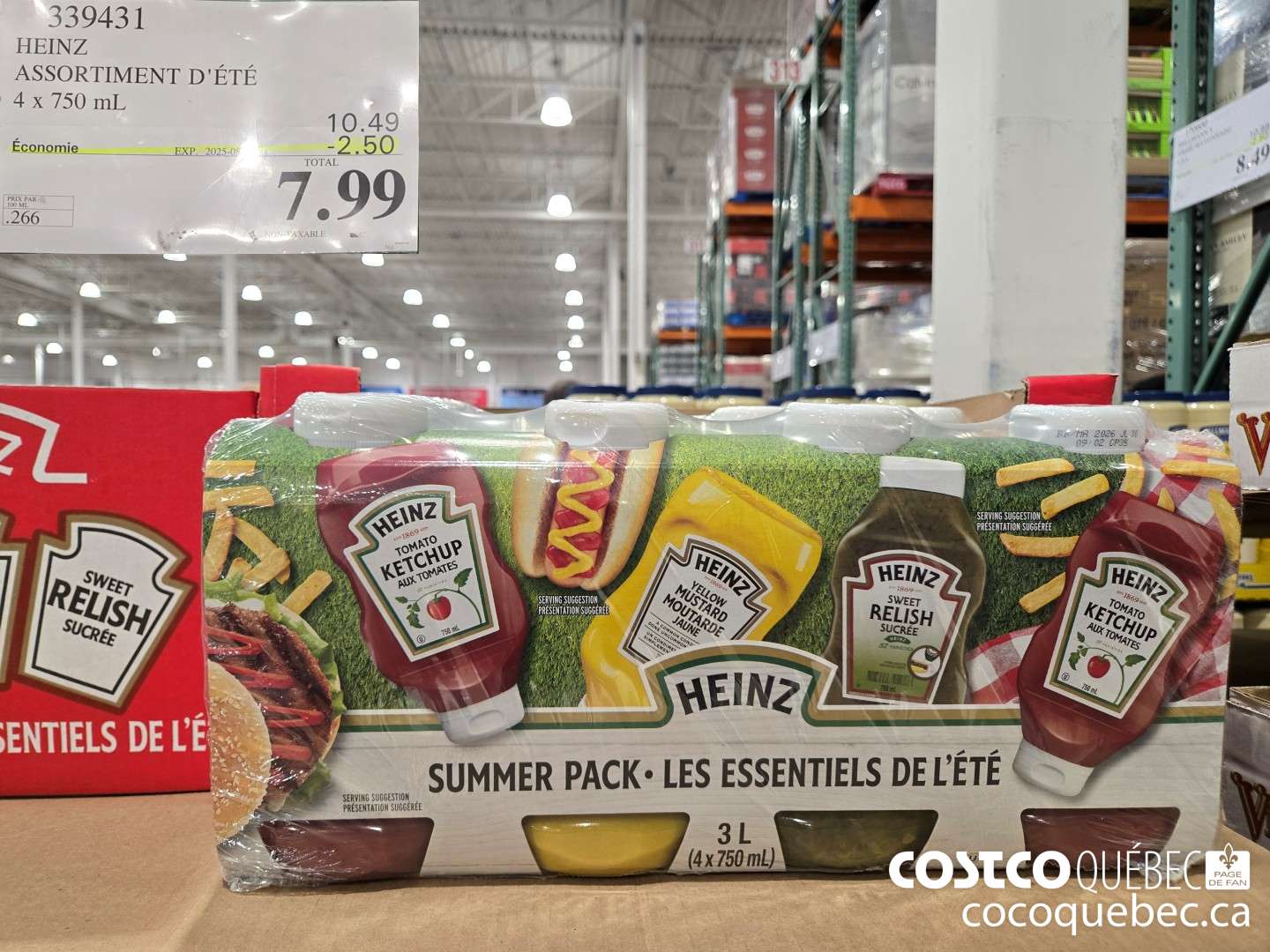 339431 HEINZ ASSORTIMENT D'ETE 4x 750 mL ($2.50 INSTANT SAVINGS EXPIRES ON 2025-08-03) $7.99