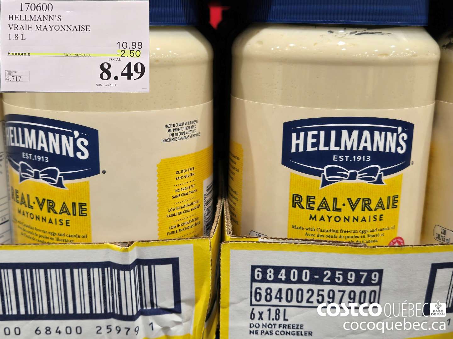 170600 HELLMANN'S VRAIE MAYONNAISE  2025-06-22 ($2.50 INSTANT SAVINGS EXPIRES ON 2025-08-03) $8.49