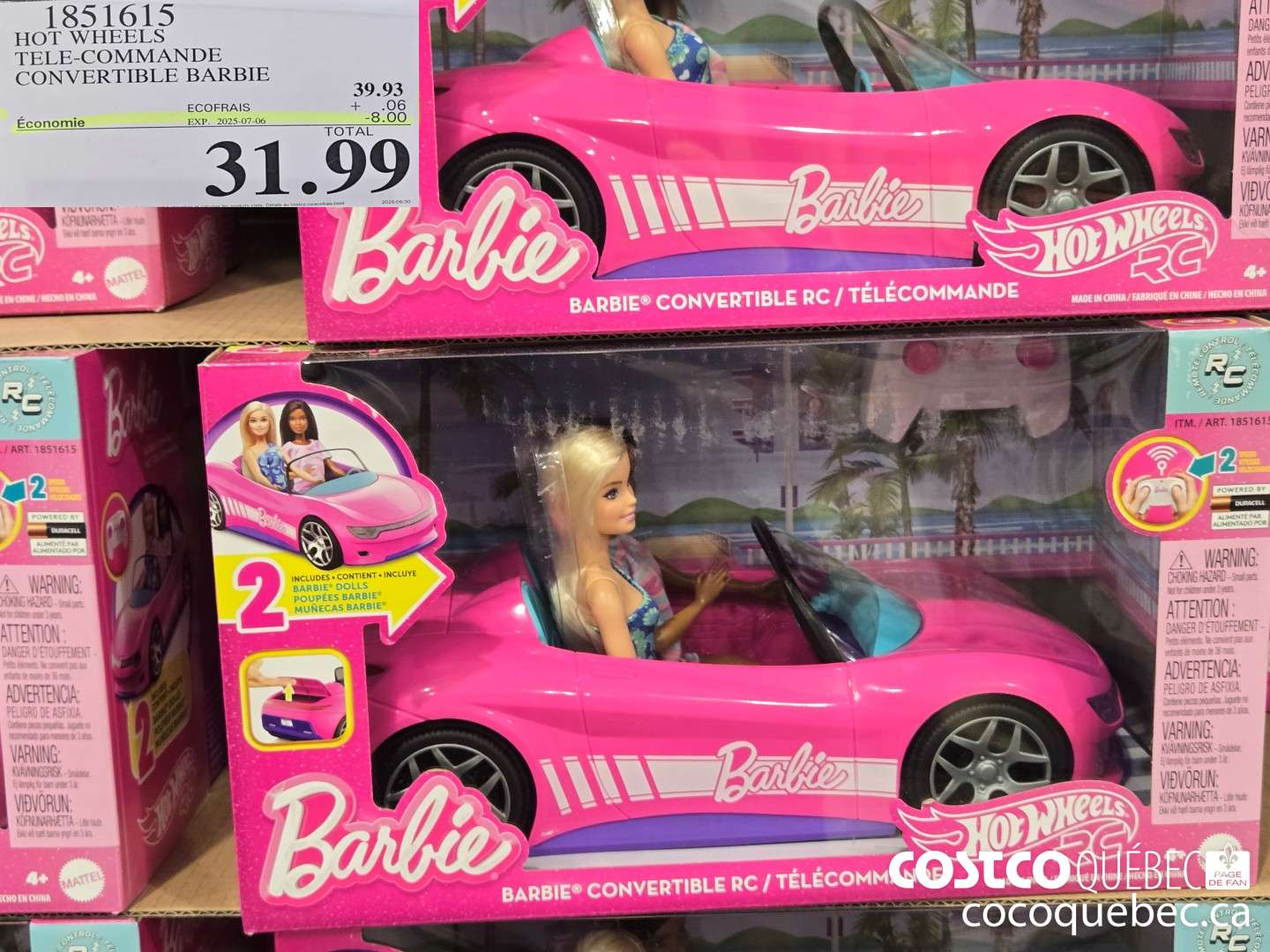 1851615 HOT WHEELS TELE-COMMANDE ONVERTIBLE BARBIE  ($8.00 INSTANT SAVINGS EXPIRES ON 2025-07-06) $31.99