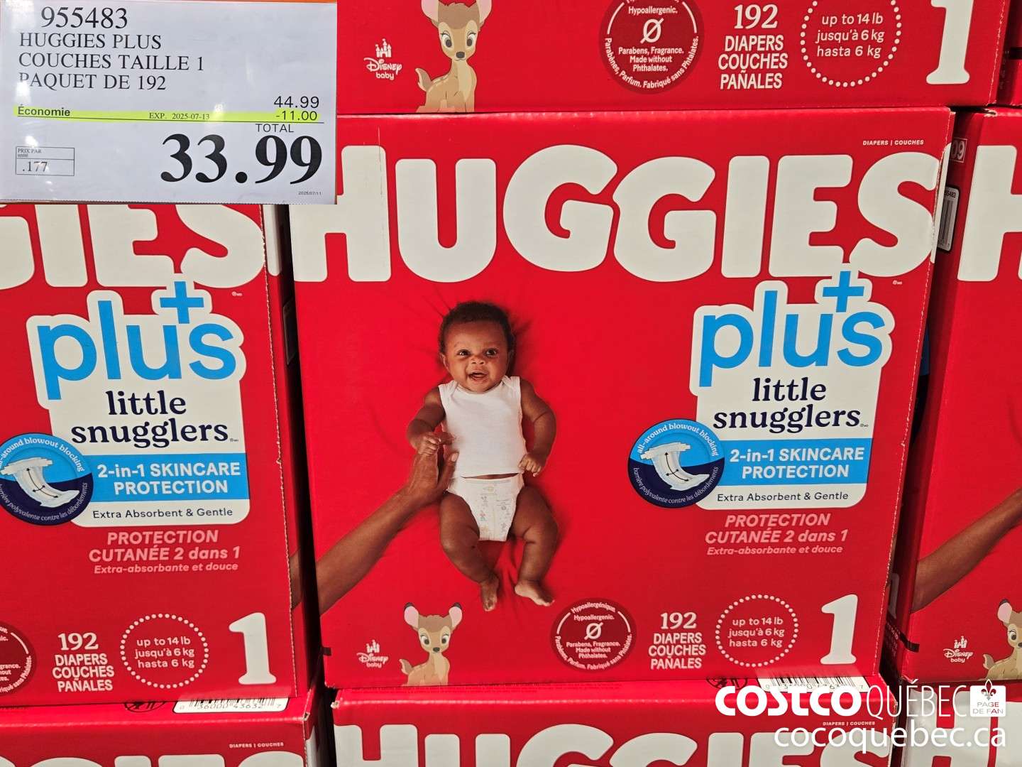 955483 HUGGIES LITTLE SNUGGLE COUCHES TAILLE 1 Pack of 192 ($11.00 INSTANT SAVINGS EXPIRES ON 2025-07-13) $33.99