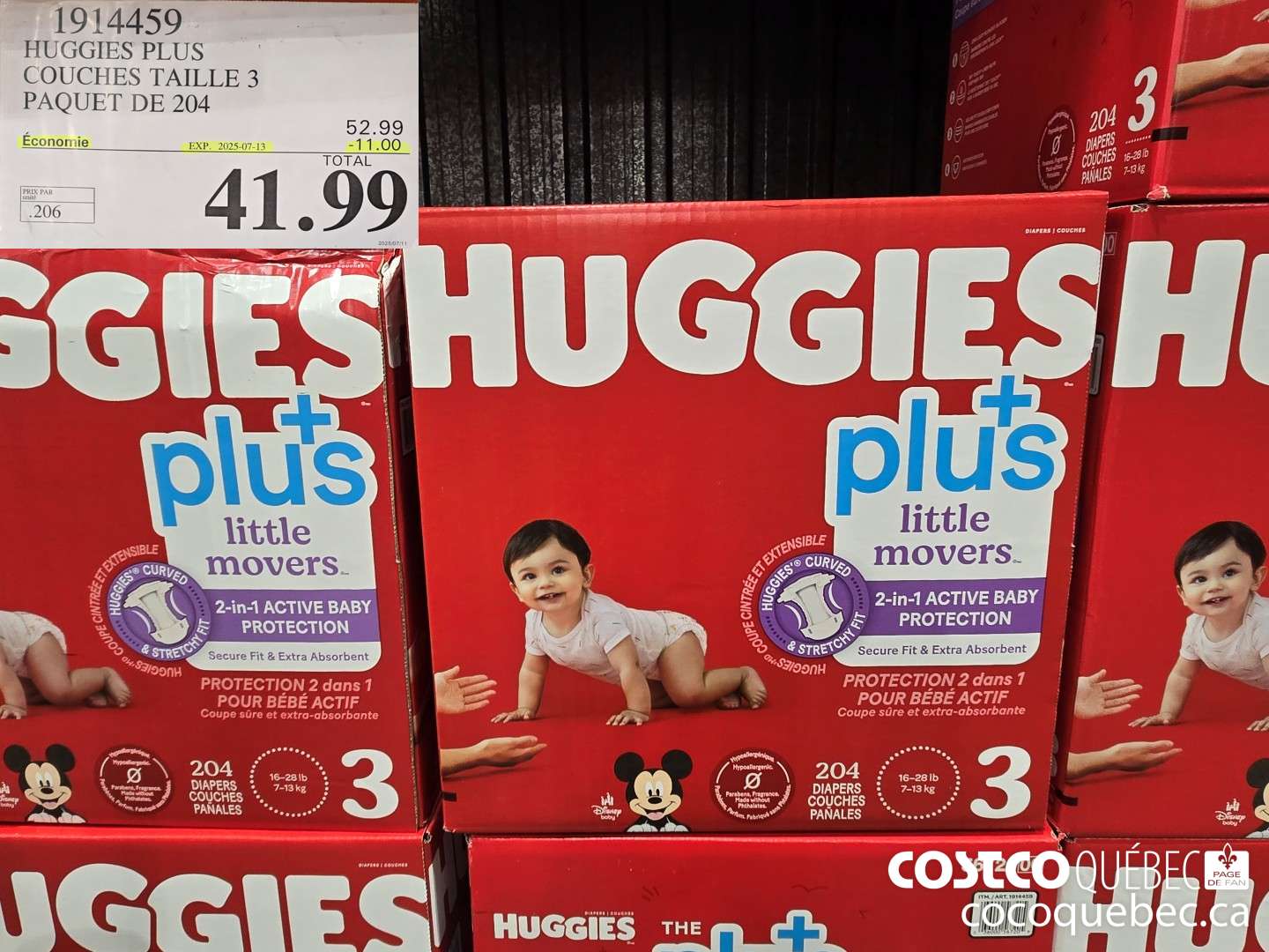 1914459 HUGGIES PLUS COUCHES TAILLE 3 PAQUET DE 204  ($11.00 INSTANT SAVINGS EXPIRES ON 2025-07-13) $41.99