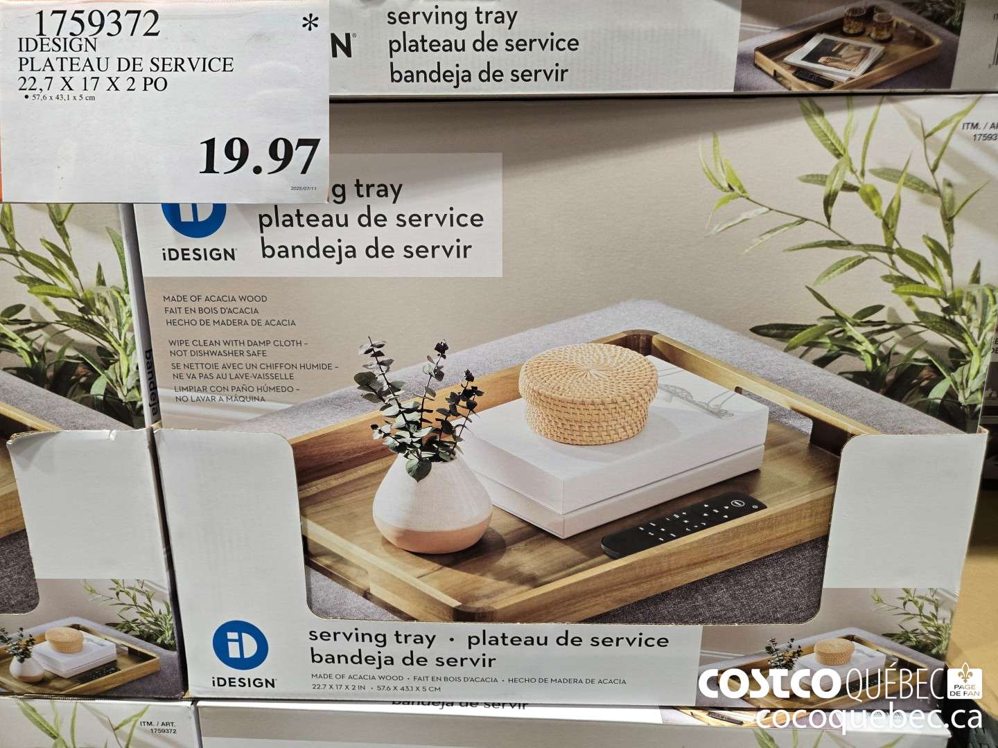 1759372 IDESIGN PLATEAU DE SERVICE PAIT EN BOIS D'ACACIA  $19.97