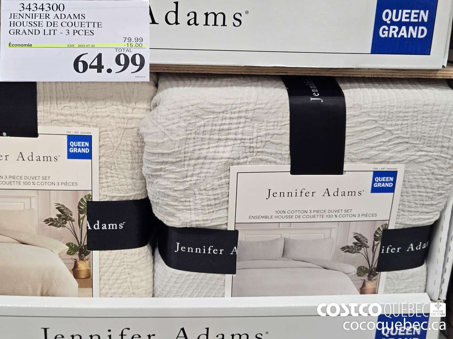 3434300 JENNIFER ADAMS HOUSSE DE COUETTE GRAND LIT - 3 PCES  ($15.00 INSTANT SAVINGS EXPIRES ON 2025-07-20) $64.99