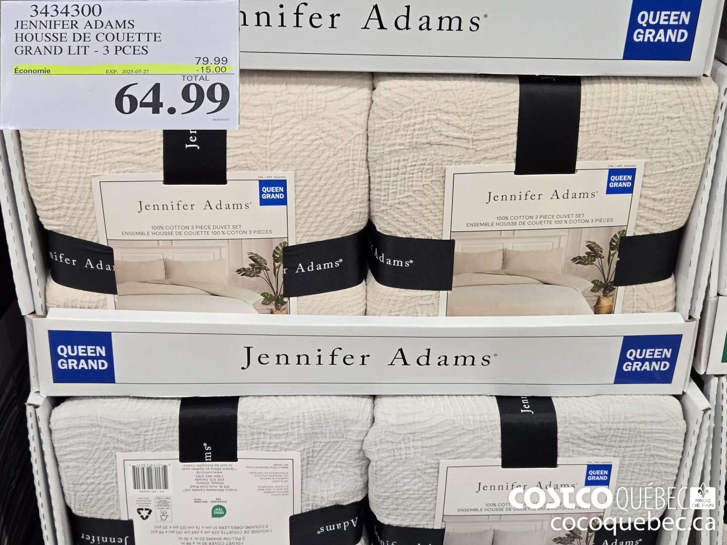 3434300 JENNIFER ADAMS HOUSSE DE COUETTE GRAND LIT - 3 PCES  ($15.00 INSTANT SAVINGS EXPIRES ON 2025-07-27) $64.99