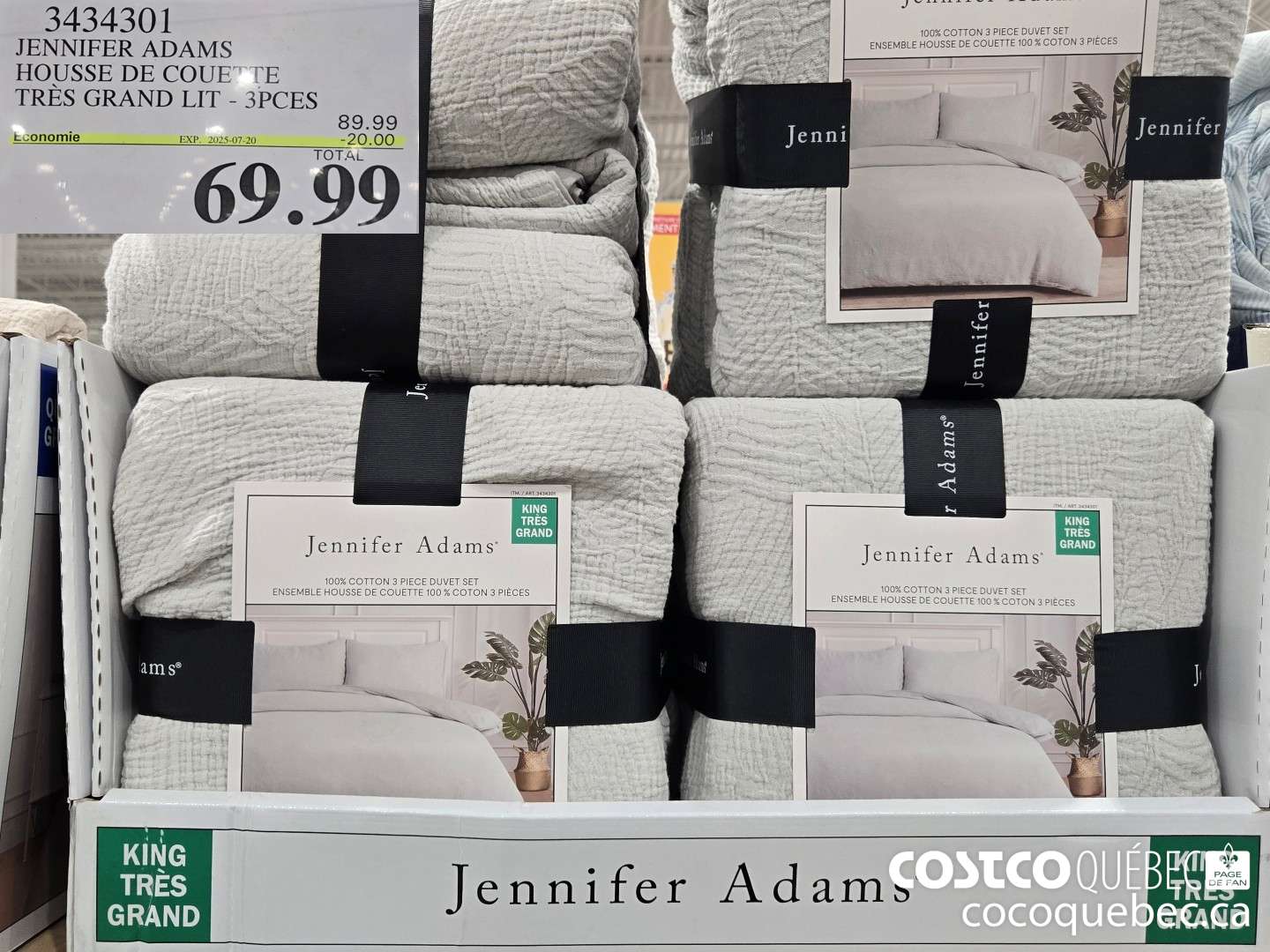 3434301 JENNIFER ADAMS HOUSSE DE COUETTE TRES GRAND LIT - 3PCES  ($20.00 INSTANT SAVINGS EXPIRES ON 2025-07-20) $69.99