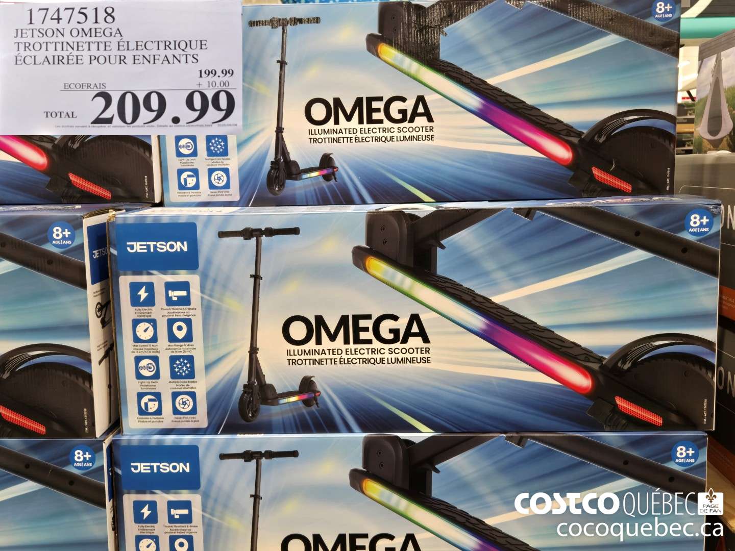 1747518 JETSON OMEGA TROTTINETTE ELECTRIQUE ECLAIREE POUR ENFANTS  $209.99