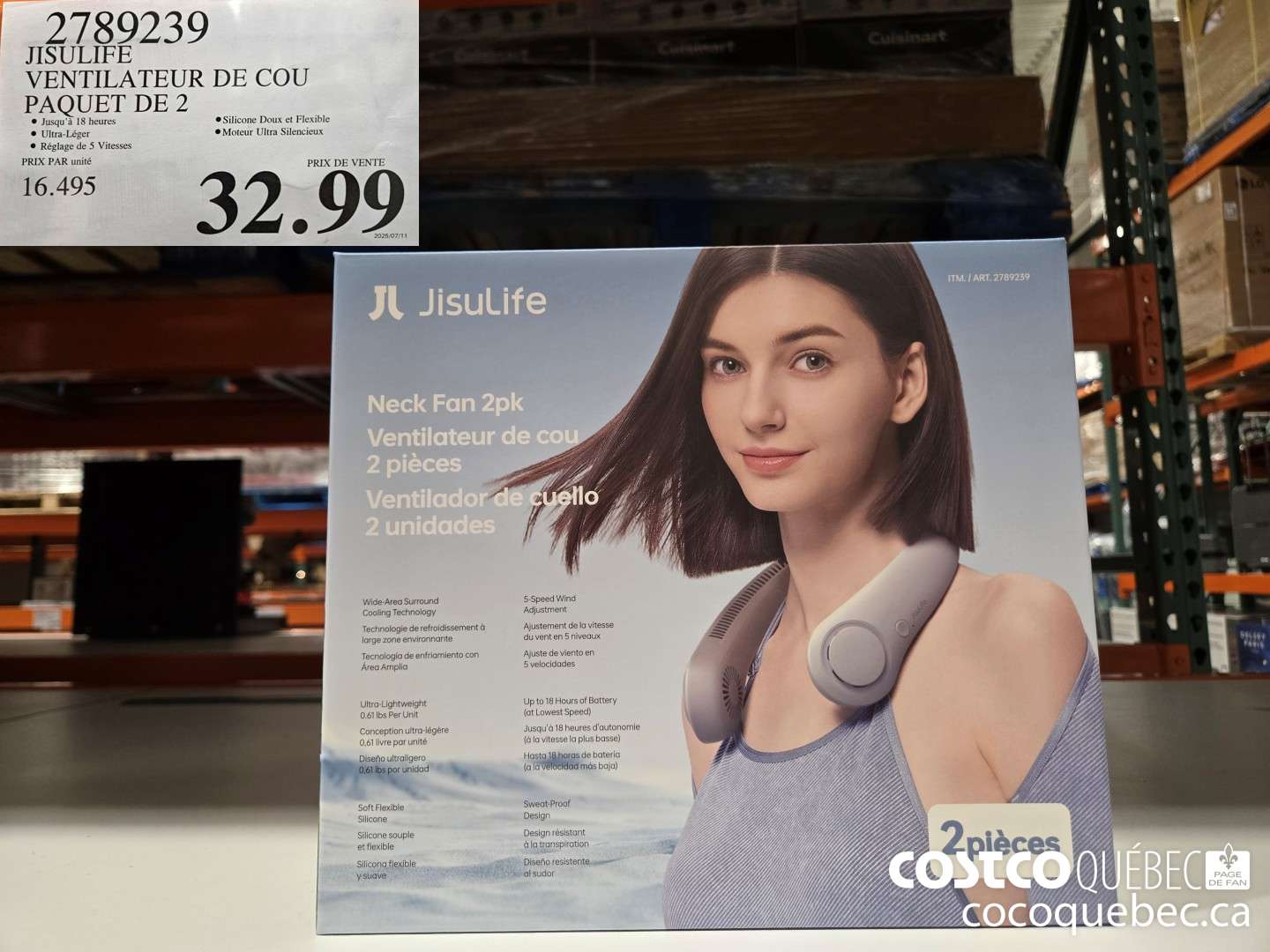 2789239 JISULIFE VENTILATEUR DE COU PAQUET DE 2  $32.99